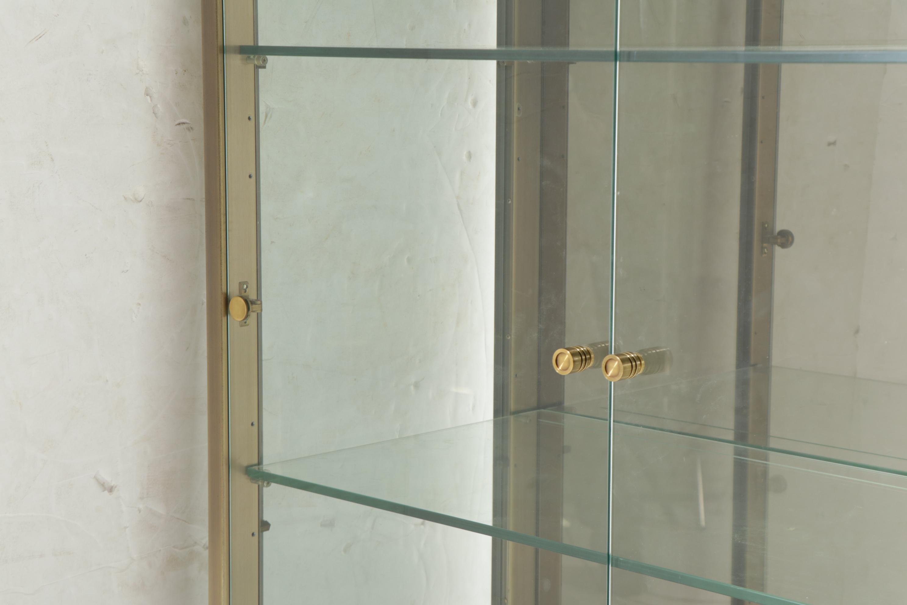 Illuminated Brass Display Cabinet