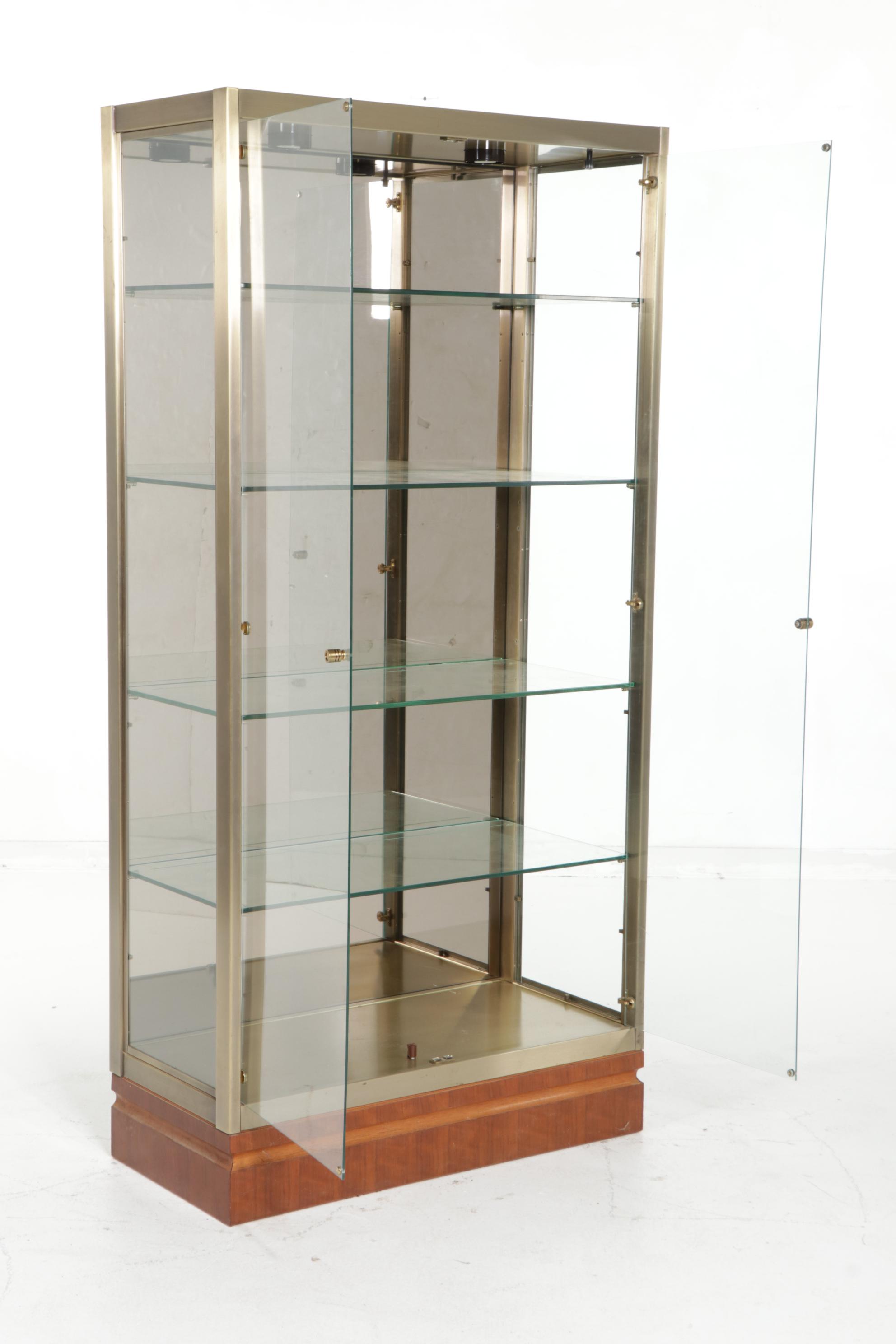 Illuminated Brass Display Cabinet