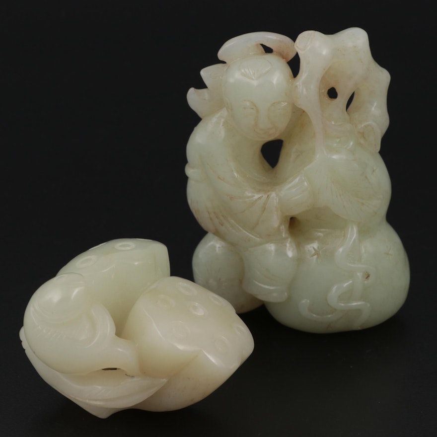 Chinese Carved Serpentine Figurines