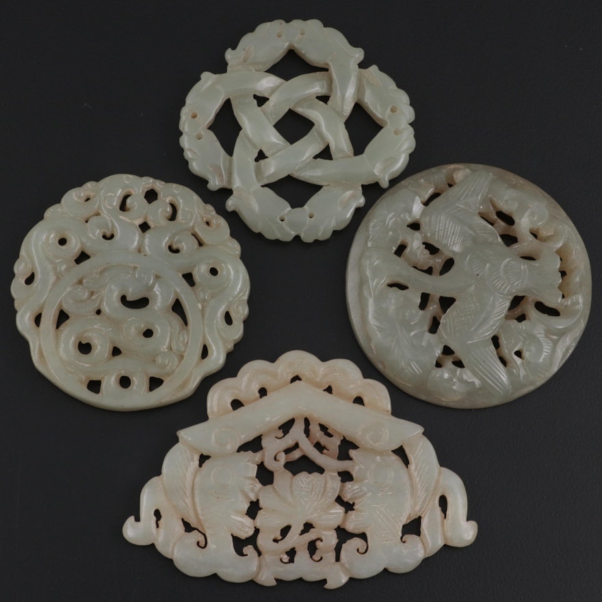 Chinese Carved Serpentine Medallions