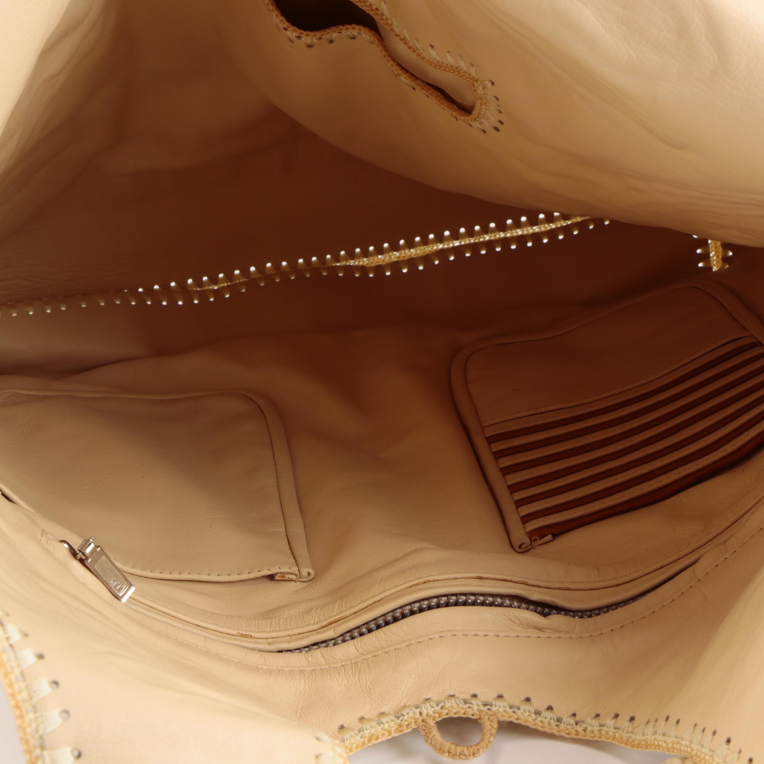 Buba London Sequin and Metalwork Embroidered Leather Tote and Shoulder Bag