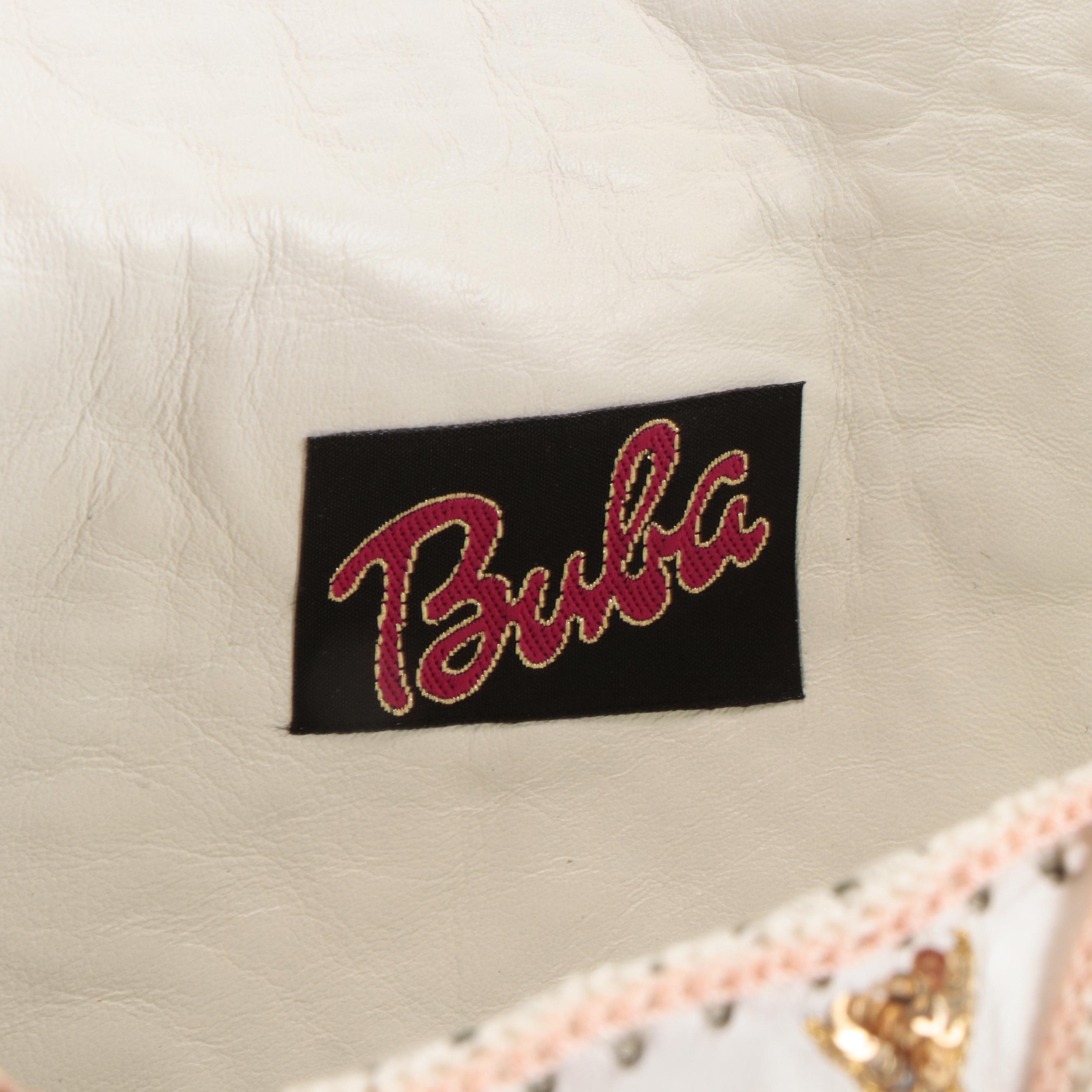 Buba London Sequin and Metalwork Embroidered Leather Tote and Shoulder Bag