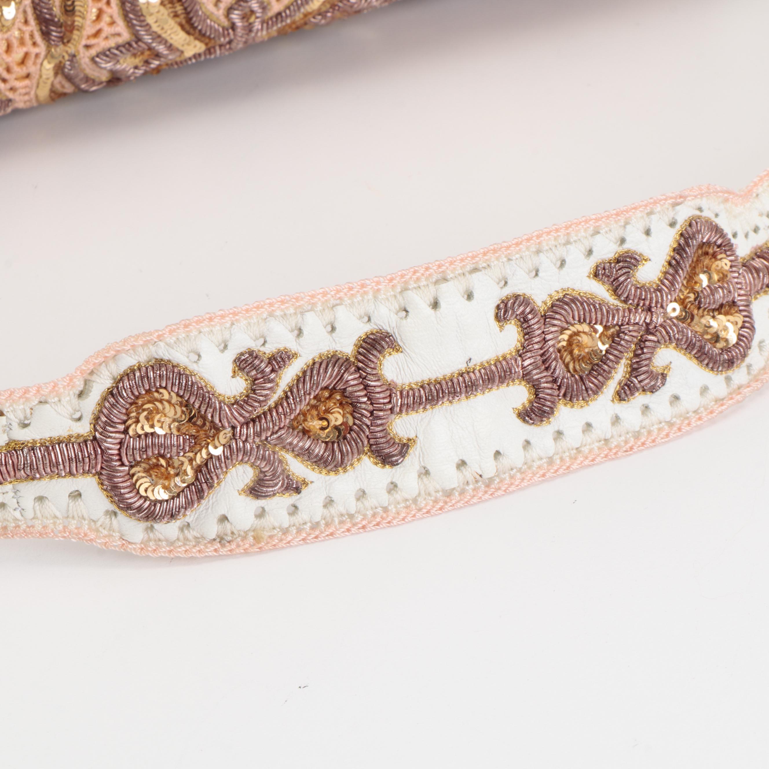 Buba London Sequin and Metalwork Embroidered Leather Tote and Shoulder Bag