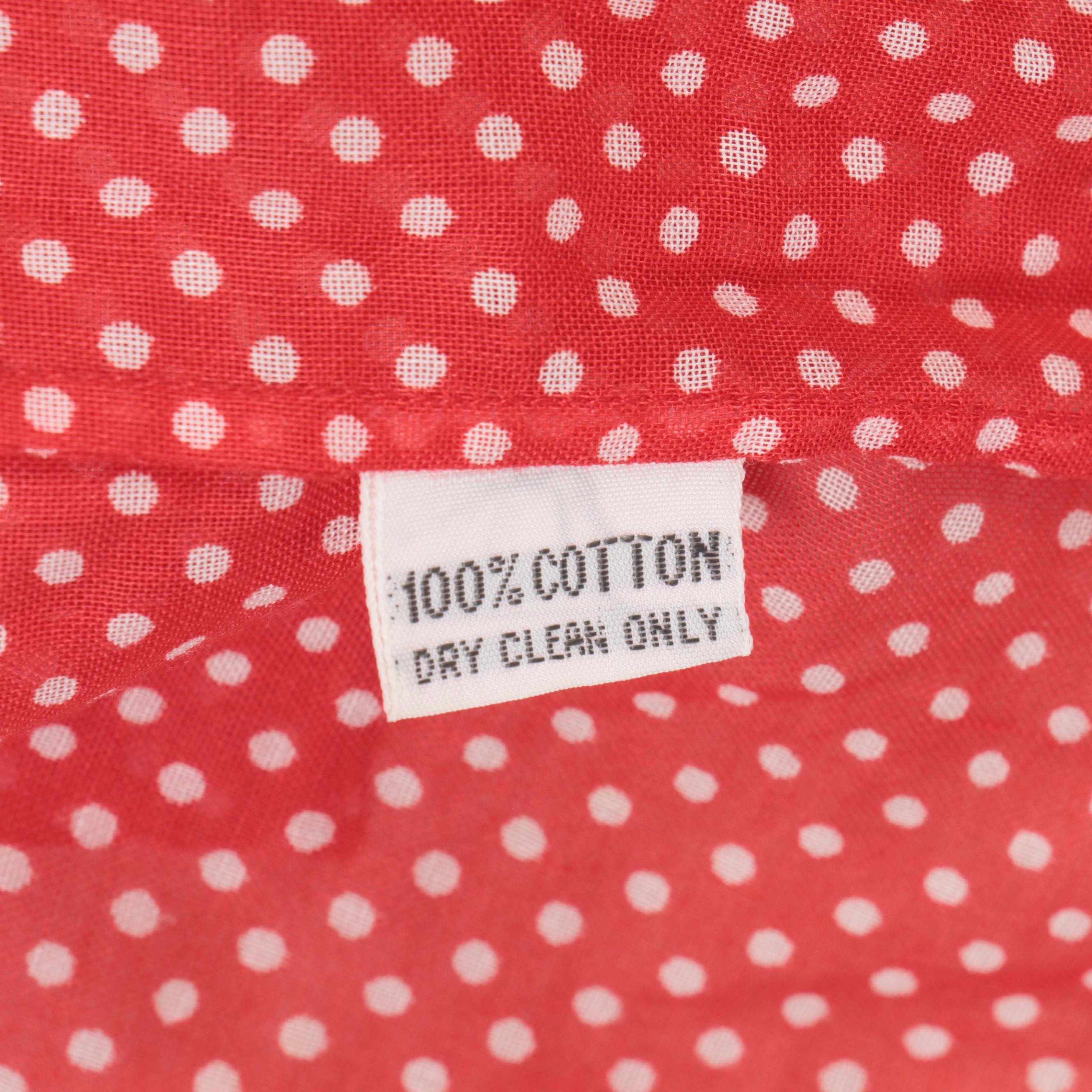 Dot Print Tiered Ruffle Long Sleeve Cotton Blouse, 1980s