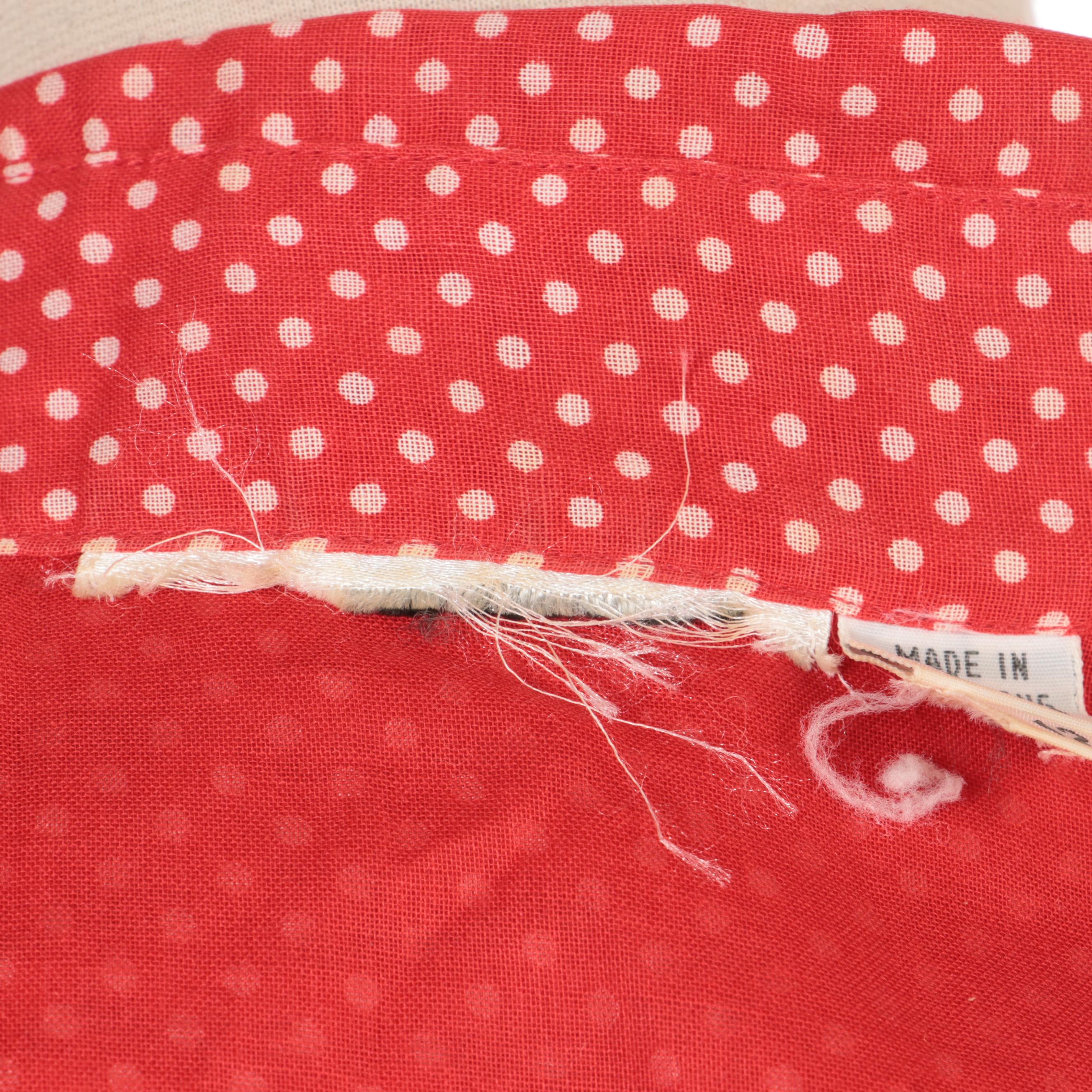 Dot Print Tiered Ruffle Long Sleeve Cotton Blouse, 1980s