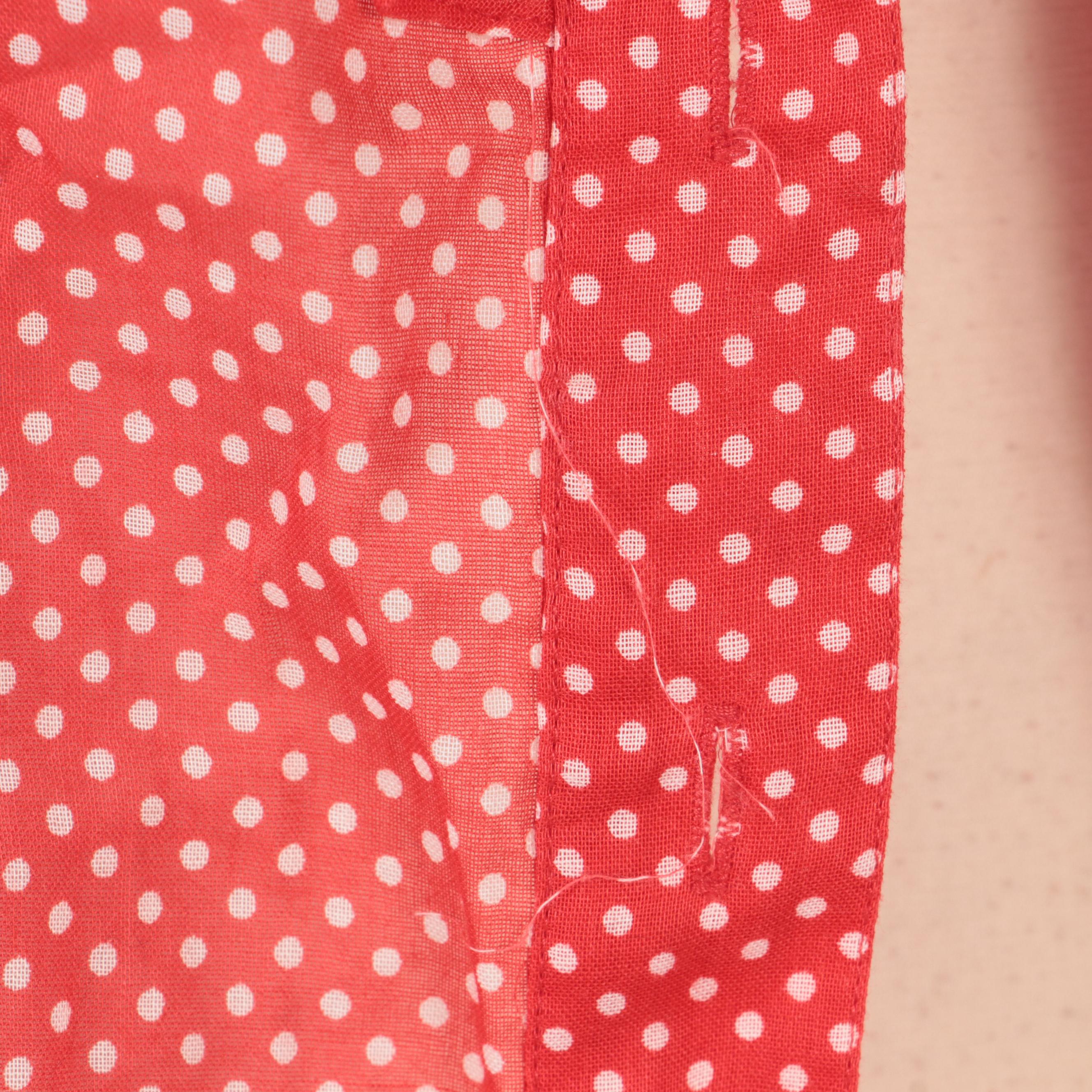 Dot Print Tiered Ruffle Long Sleeve Cotton Blouse, 1980s