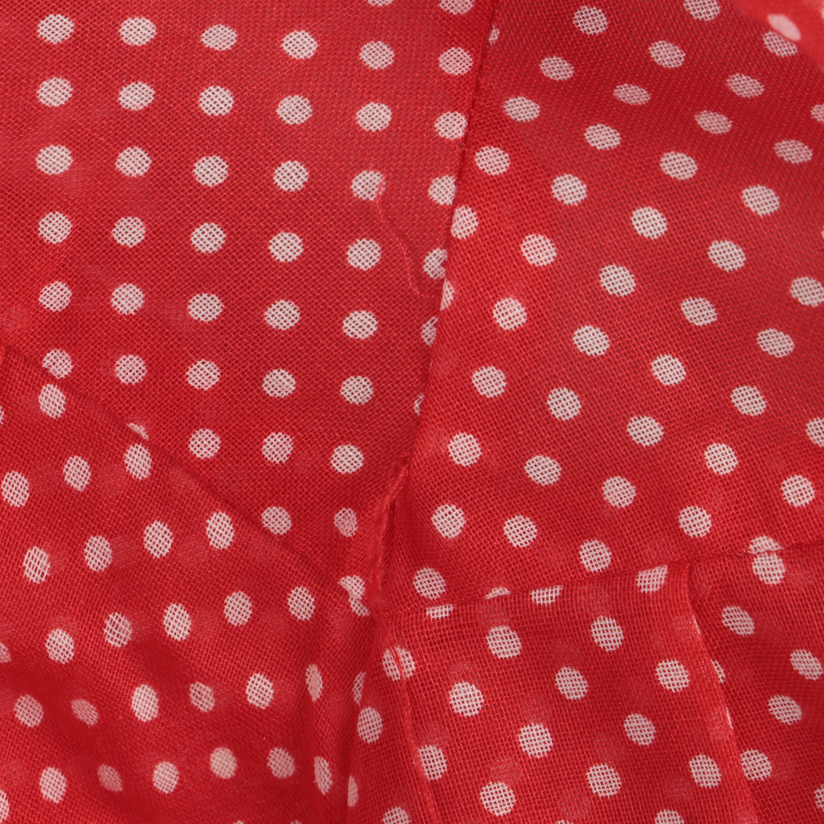 Dot Print Tiered Ruffle Long Sleeve Cotton Blouse, 1980s