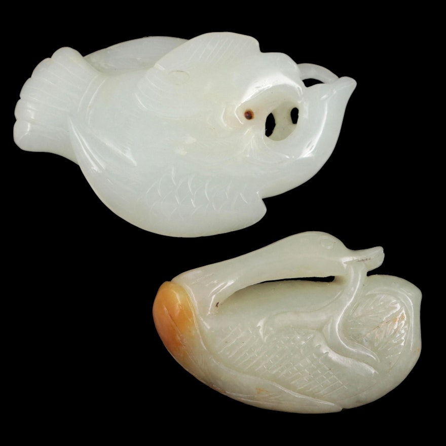 Chinese Carved Nephrite Bird Amulets