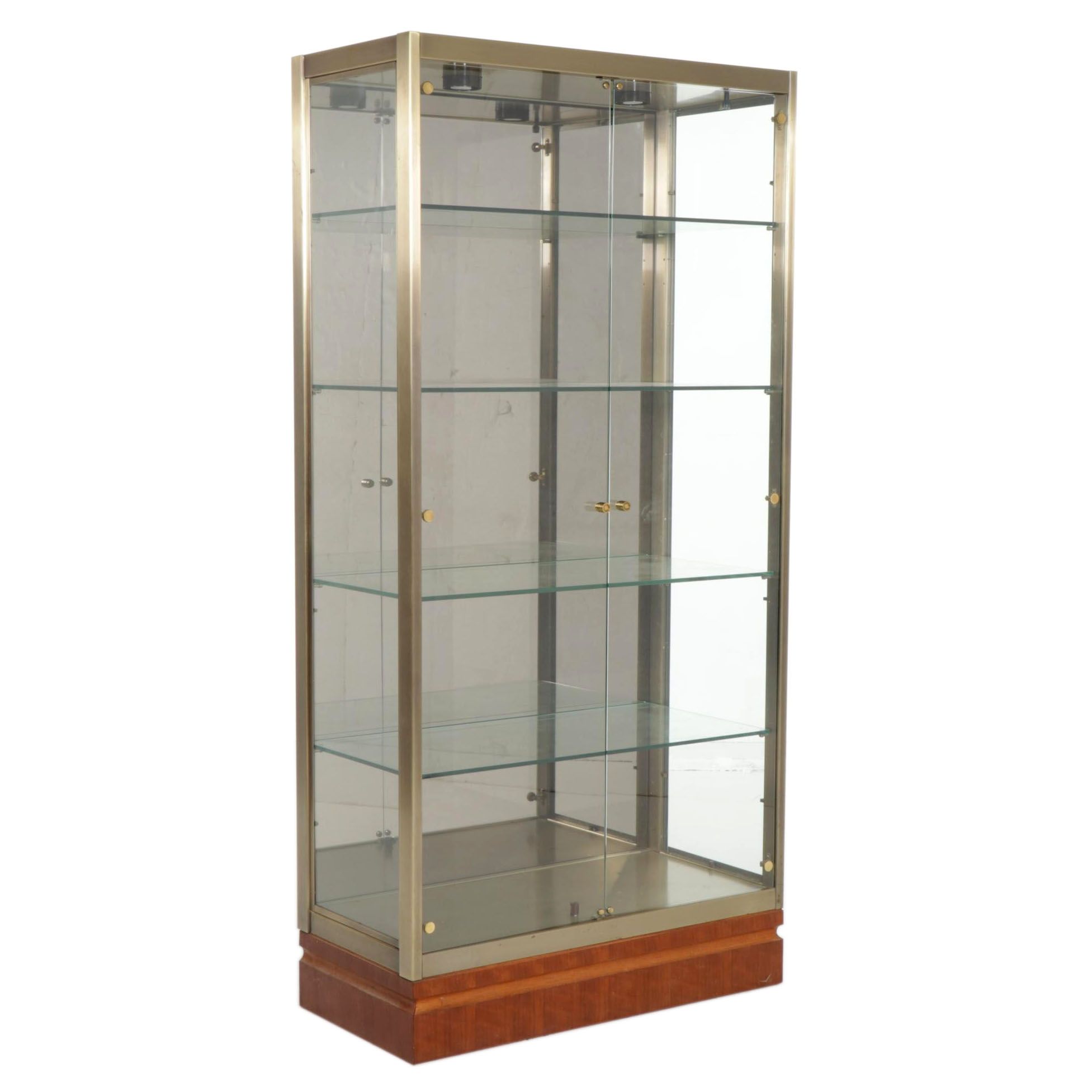 Illuminated Brass Display Cabinet