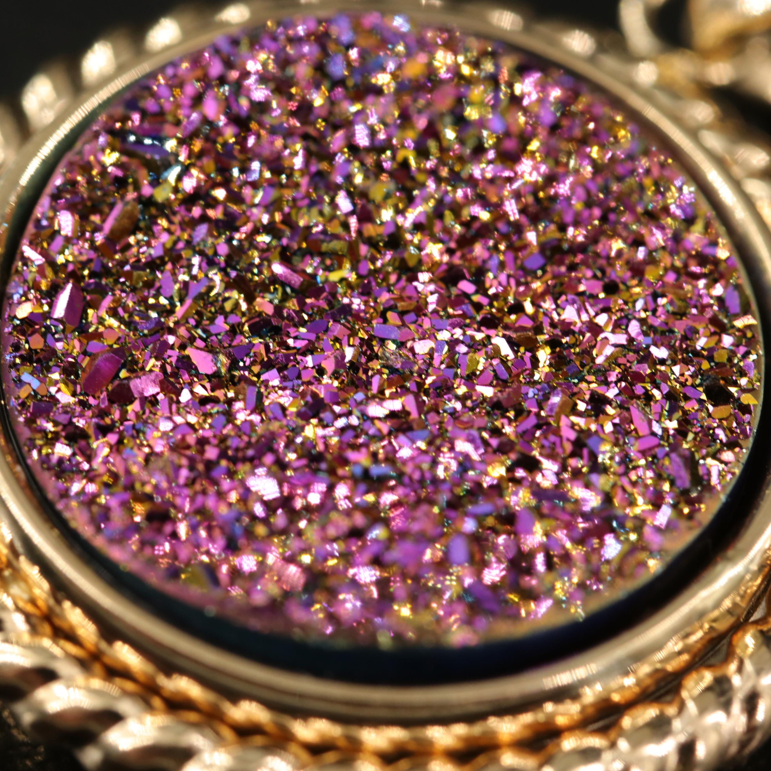 Italian Milor 14K Druzy Reversible Pendant