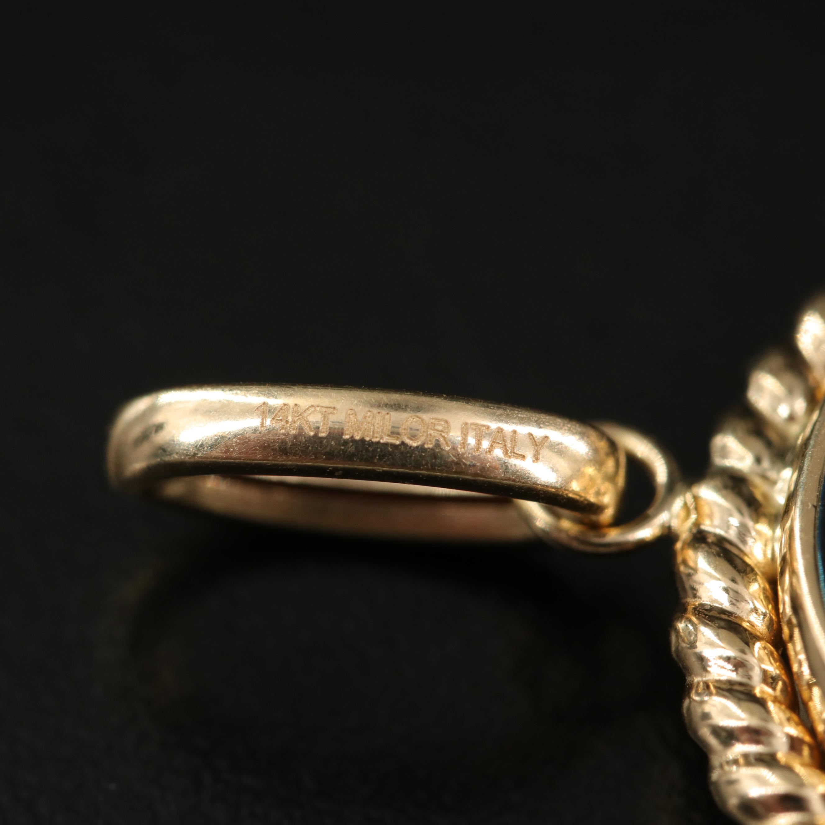 Italian Milor 14K Druzy Reversible Pendant