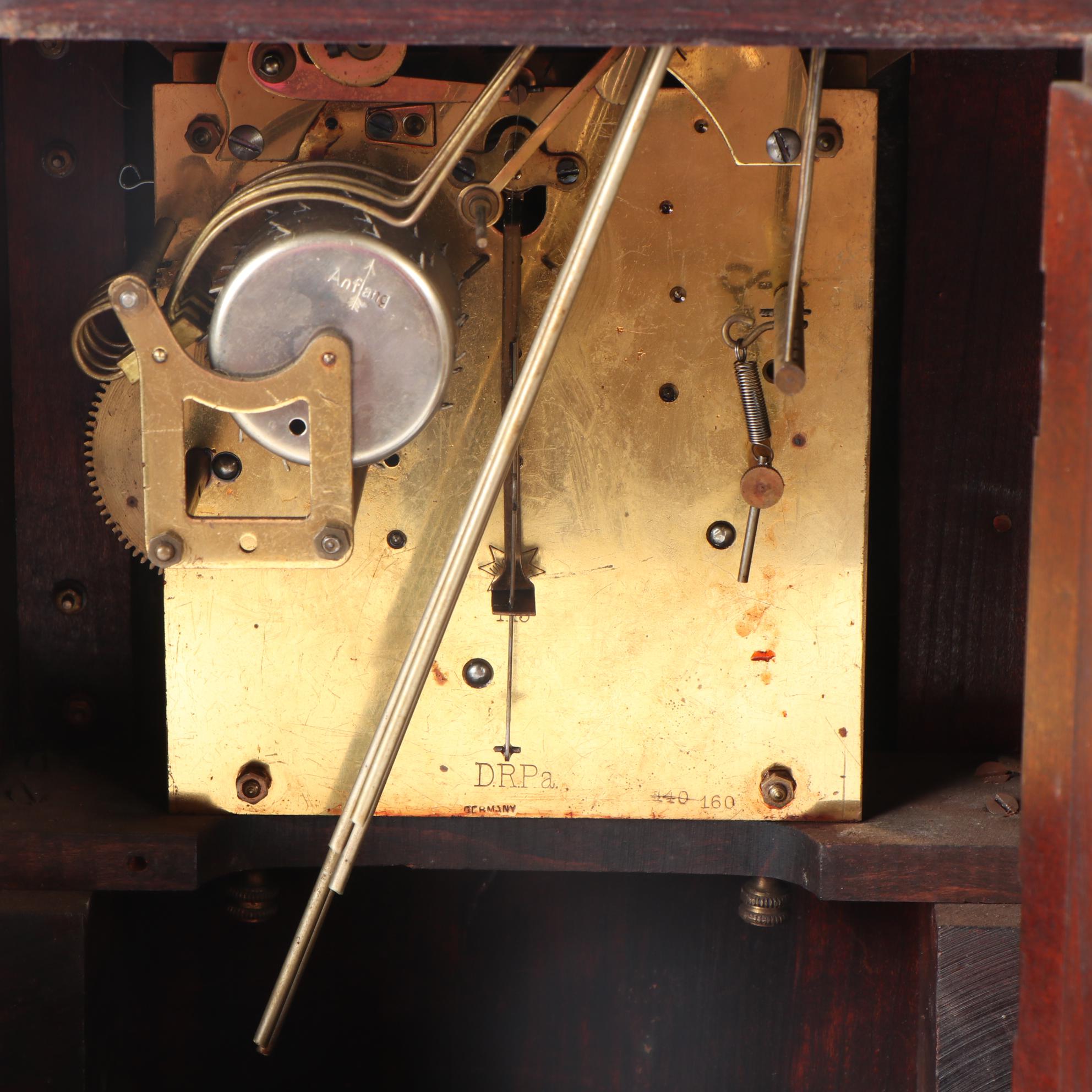 Junghans German Mahogany Wood Mantel Clock, Early to Mid 20th Century