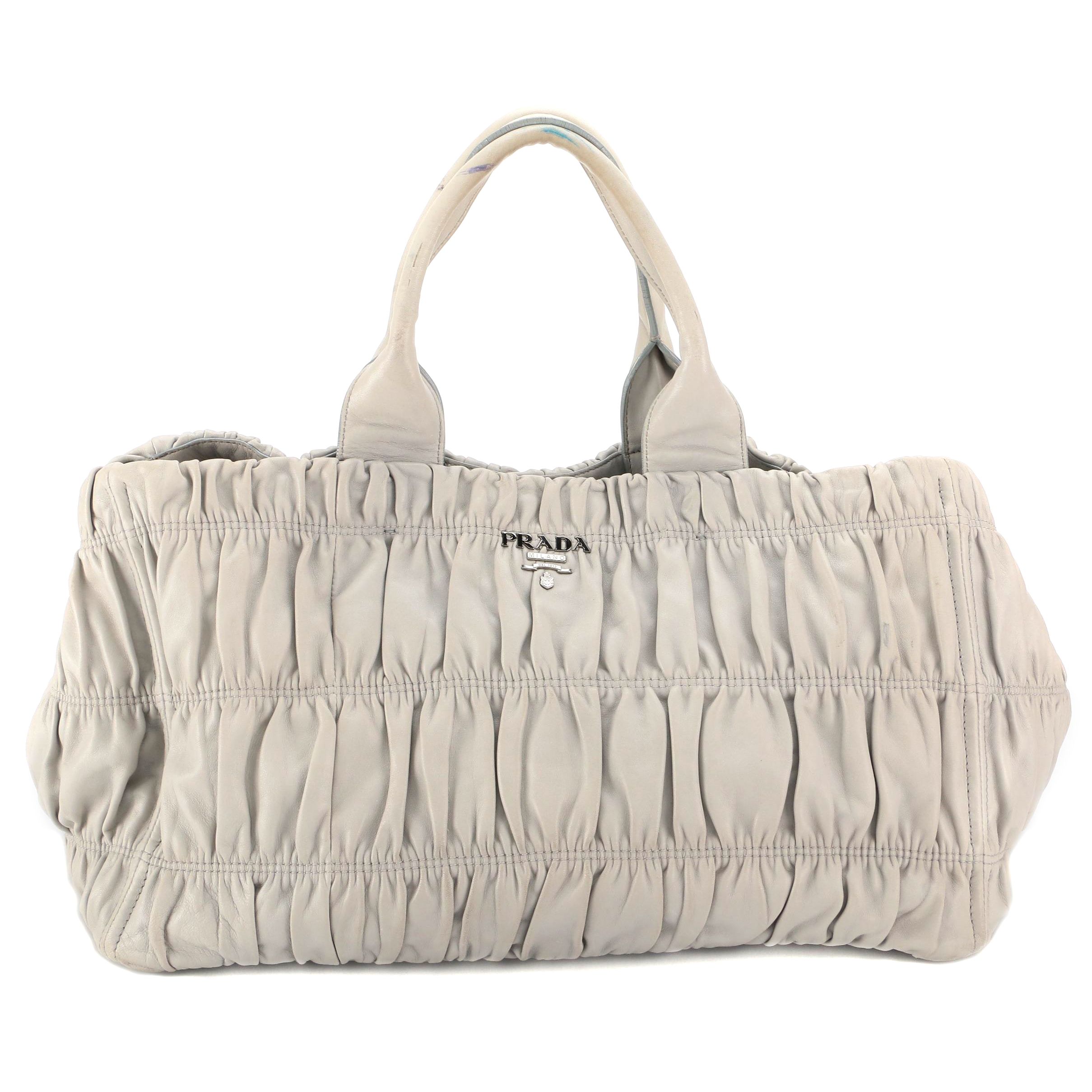 Prada Light Gray Gauffre Leather Handbag