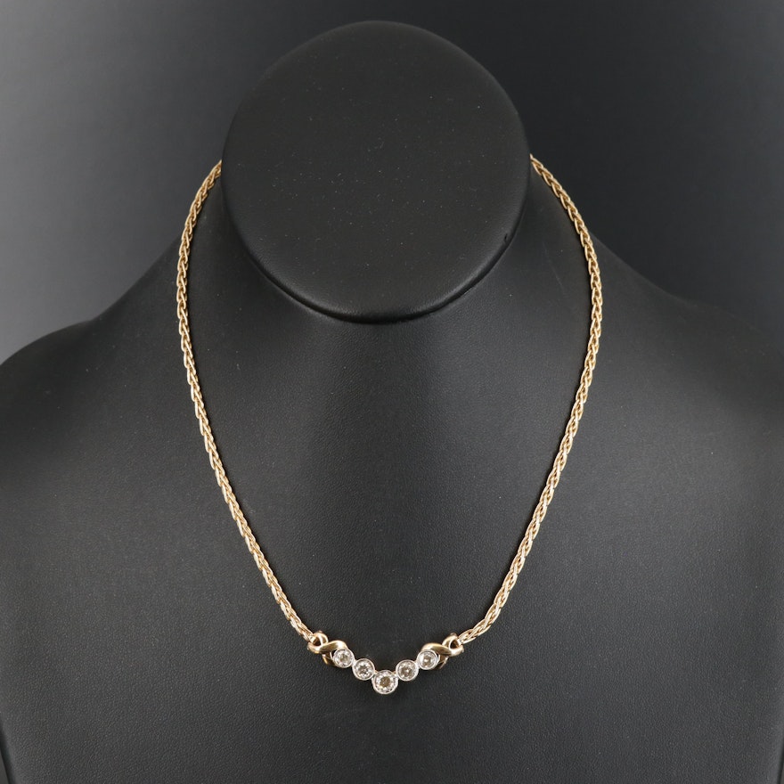 14K Diamond Cheron Necklace