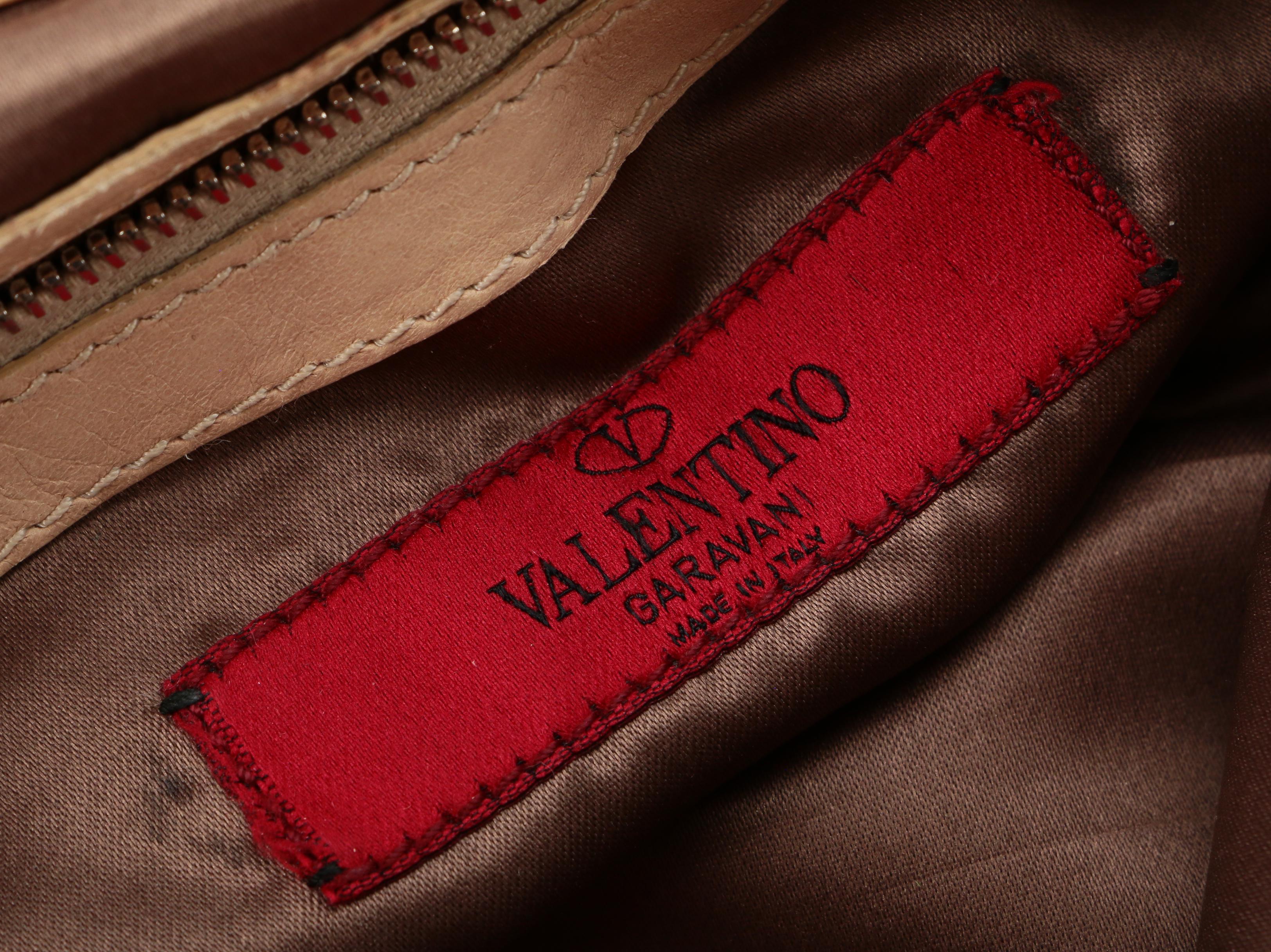 Valentino Garavani Beige Lambskin Leather Foldover Bow Clutch with Chain Strap