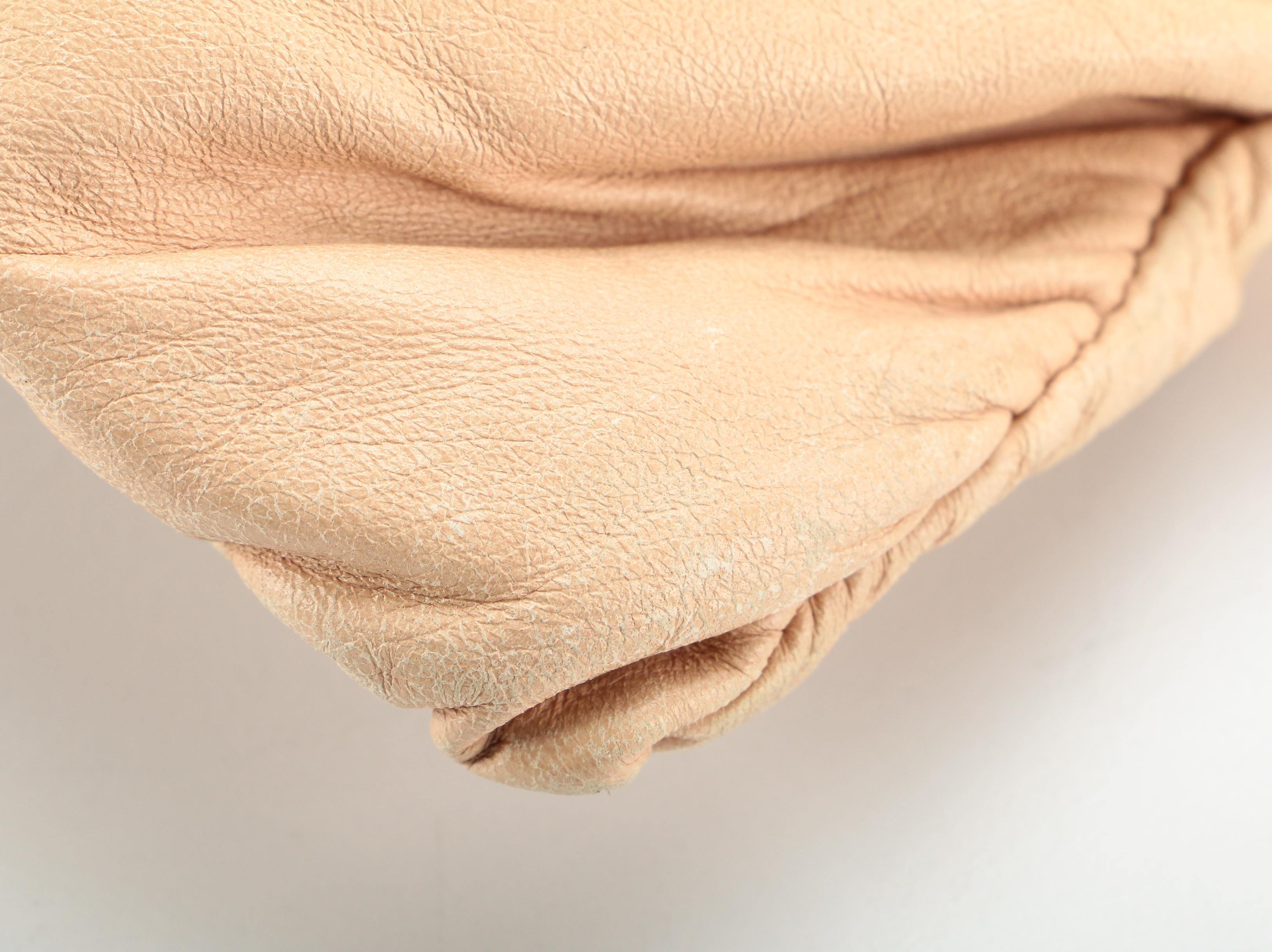 Valentino Garavani Beige Lambskin Leather Foldover Bow Clutch with Chain Strap