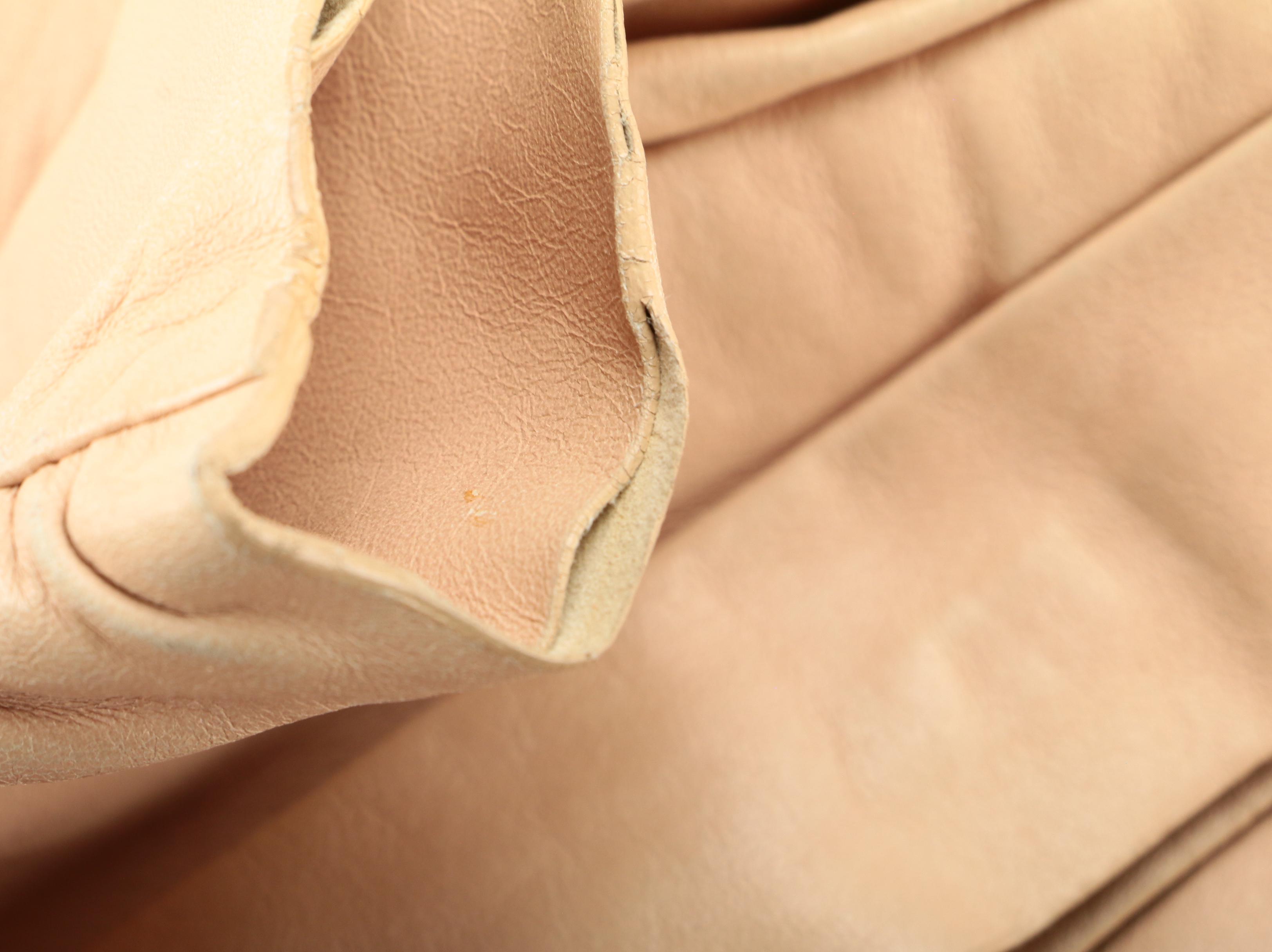 Valentino Garavani Beige Lambskin Leather Foldover Bow Clutch with Chain Strap