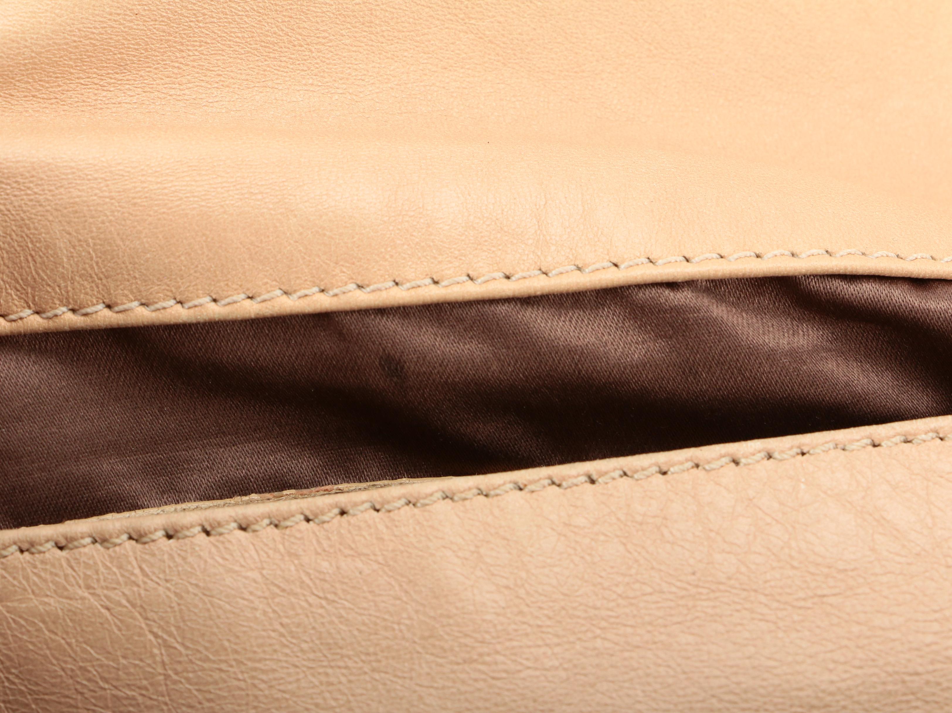 Valentino Garavani Beige Lambskin Leather Foldover Bow Clutch with Chain Strap