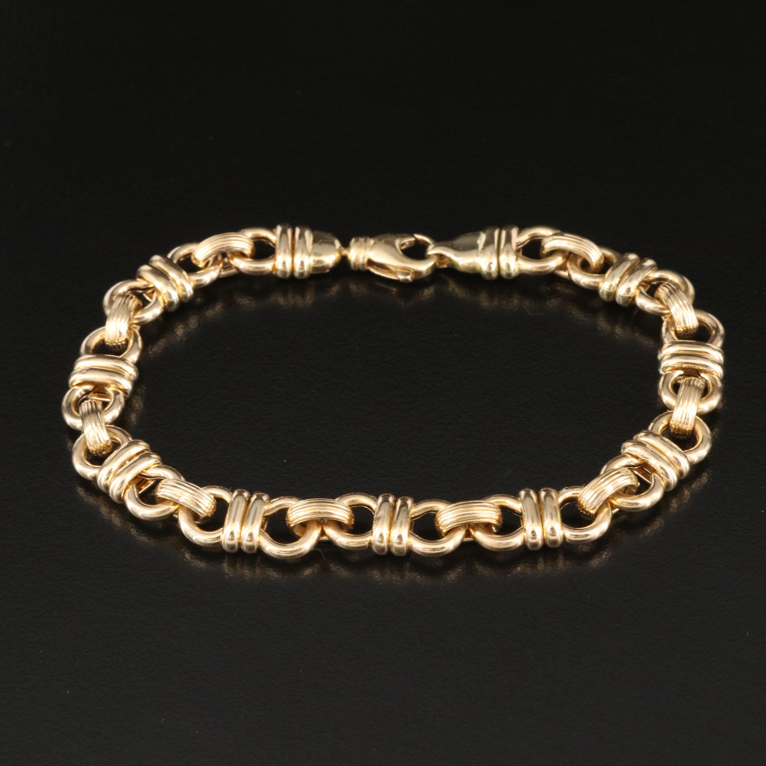 Italian 18K Double Circle Link Bracelet