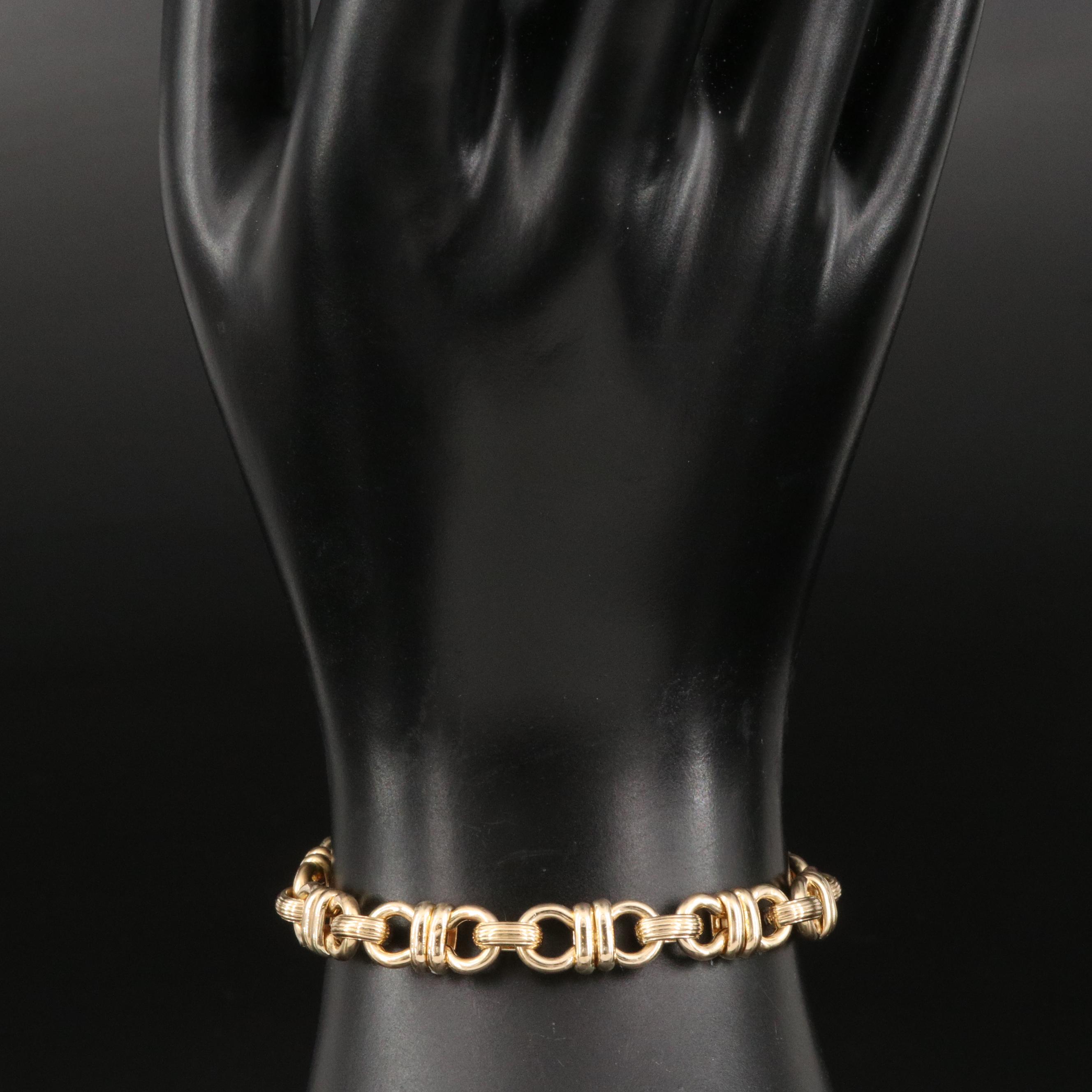 Italian 18K Double Circle Link Bracelet