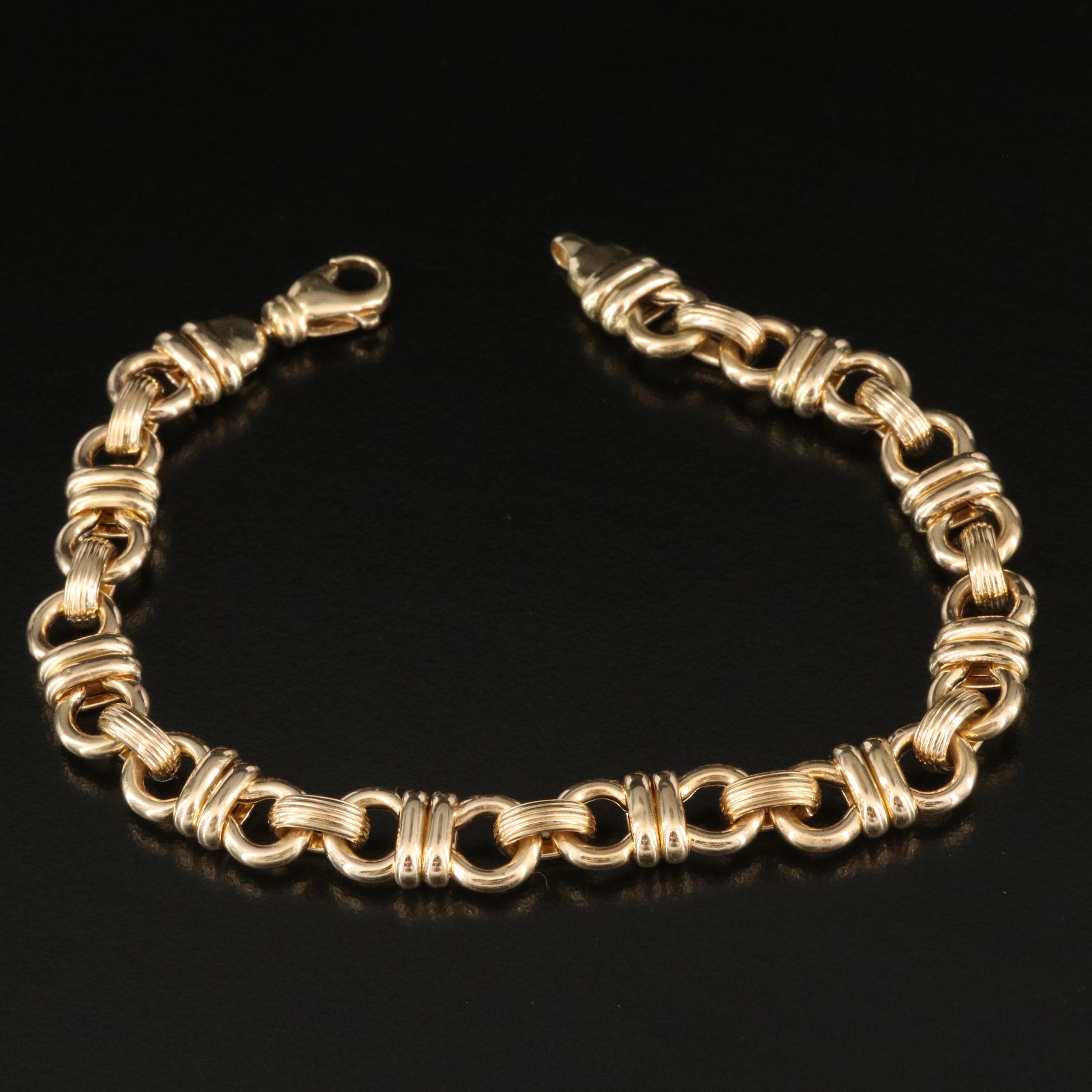 Italian 18K Double Circle Link Bracelet