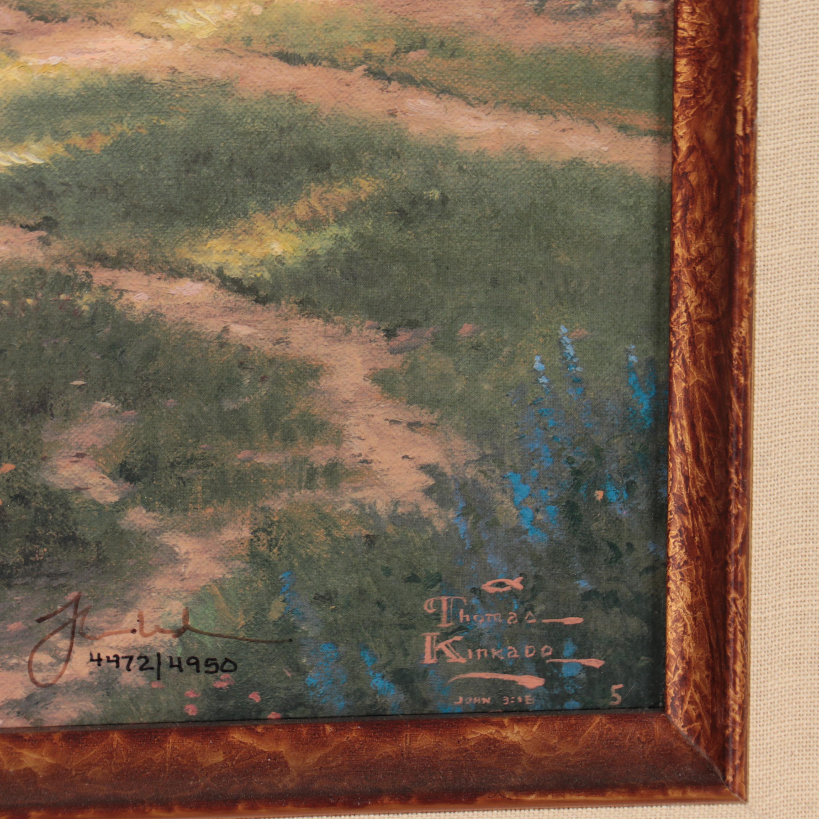 Thomas Kinkade Embellished Offset Lithograph "Sunset at Riverbend Farm"