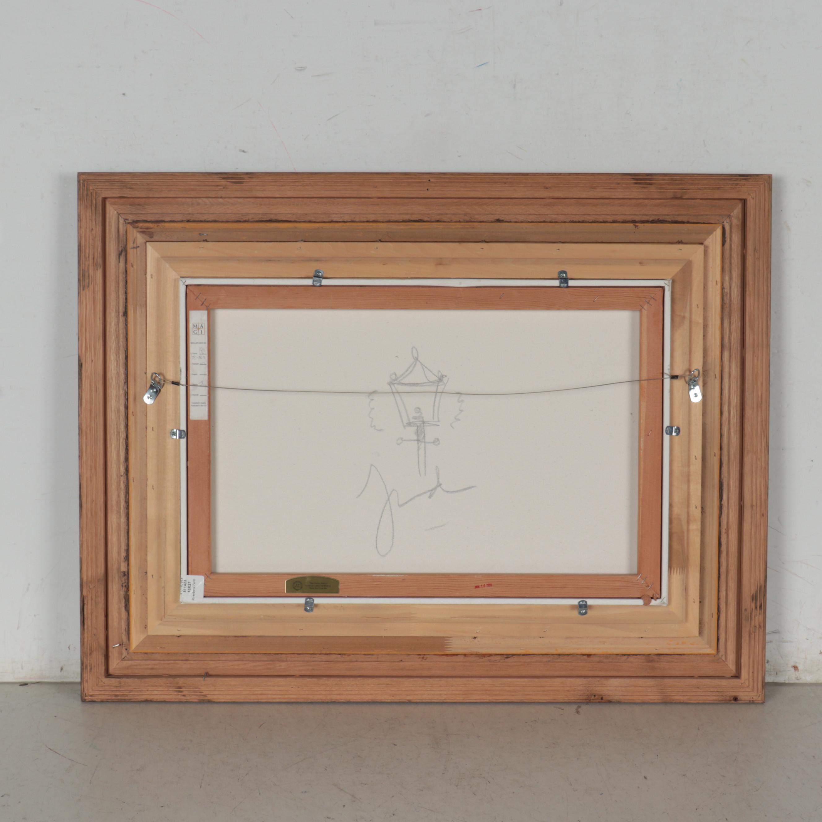 Thomas Kinkade Embellished Offset Lithograph "Sunset at Riverbend Farm"