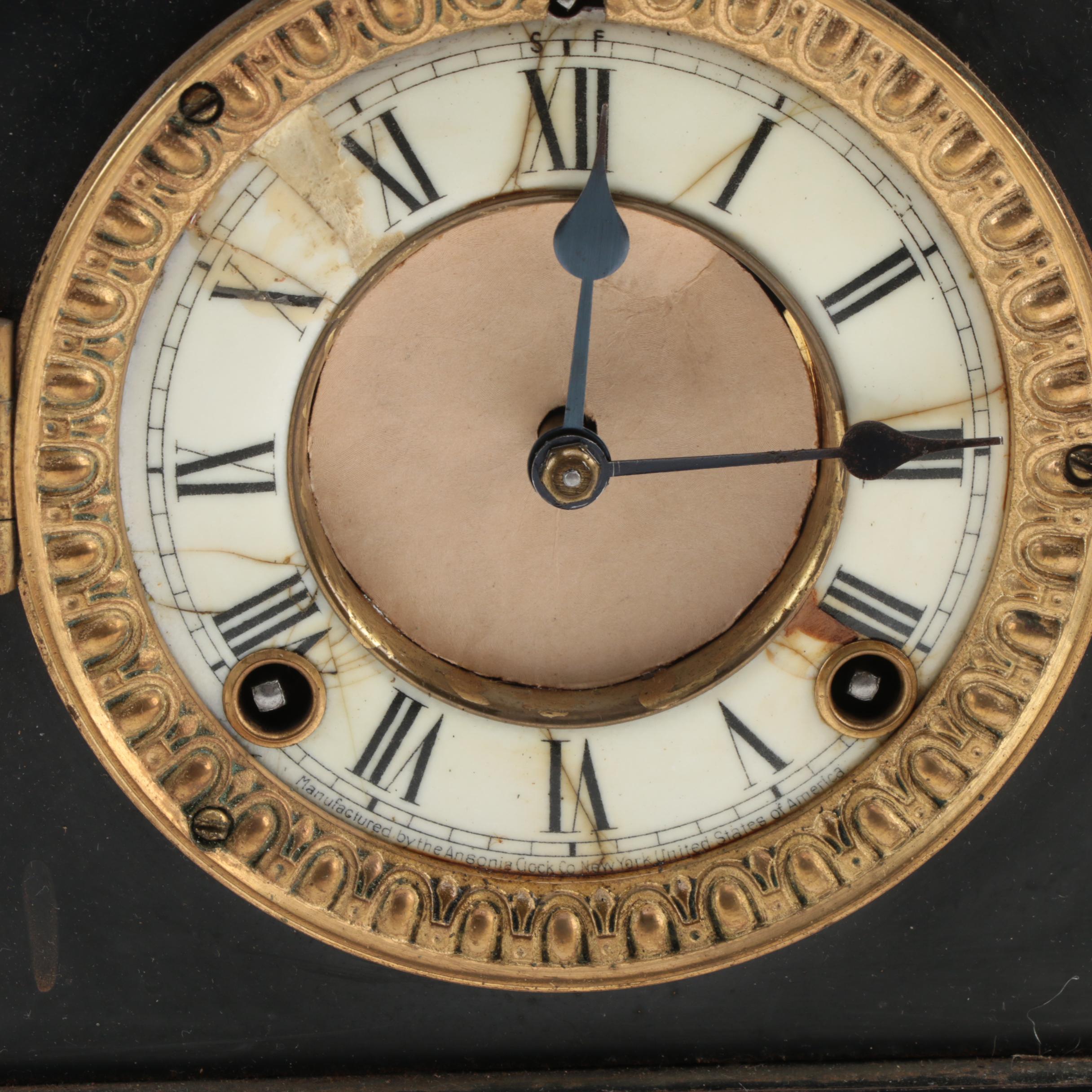 Ansonia Clock Co. Iron Mantel Clock, Early 20th Century