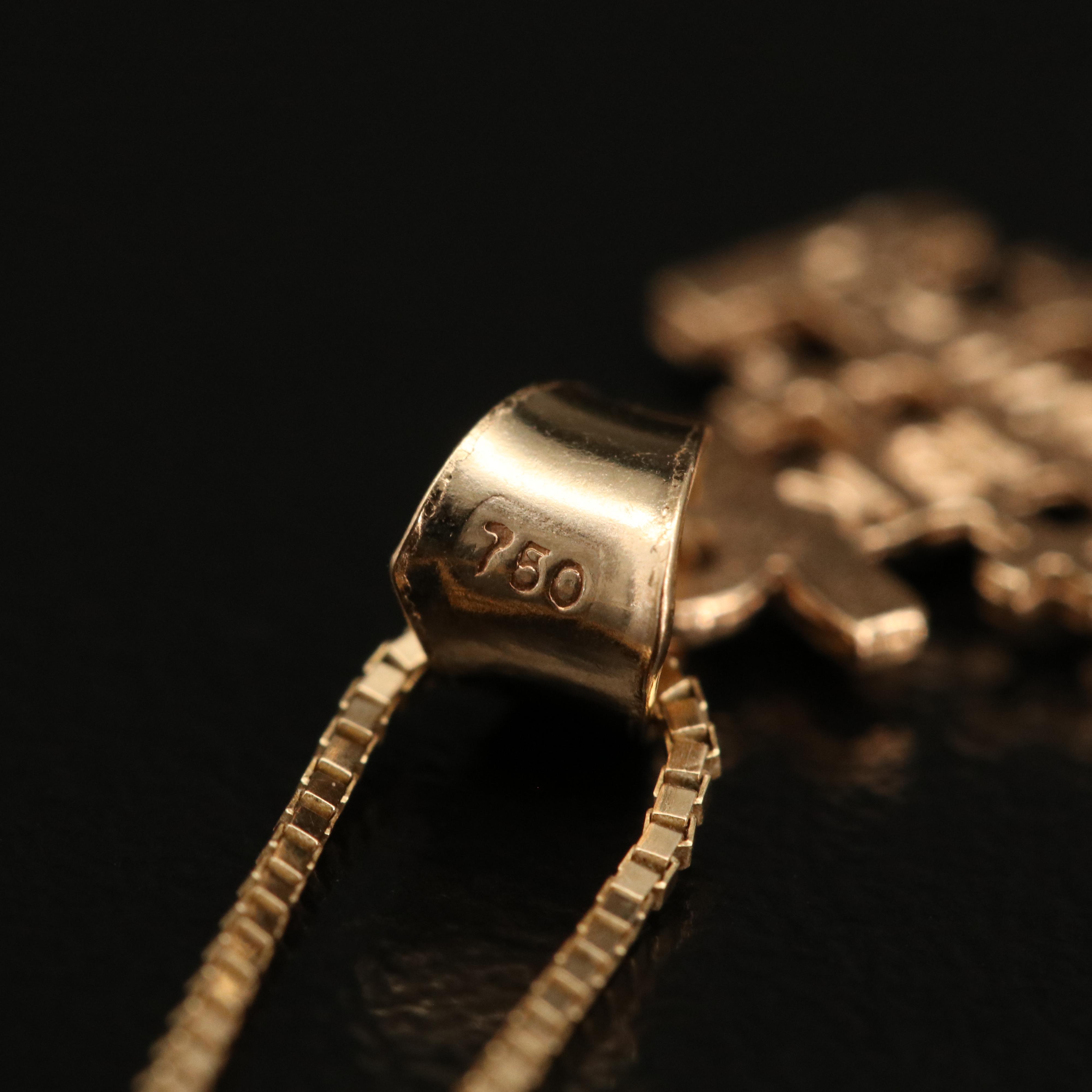 18K Diamond Cut Jerusalem Cross Pendant on 14K Chain Necklace