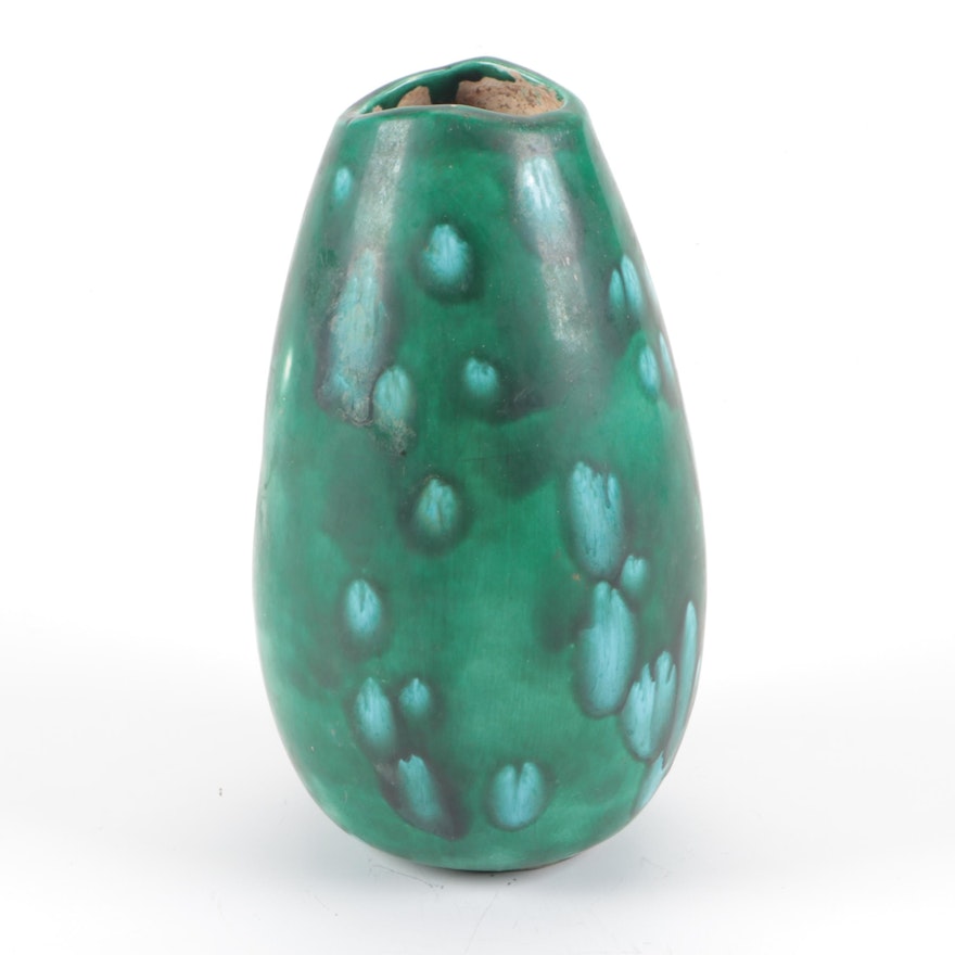 Studio Pottery Green Glazed Vase