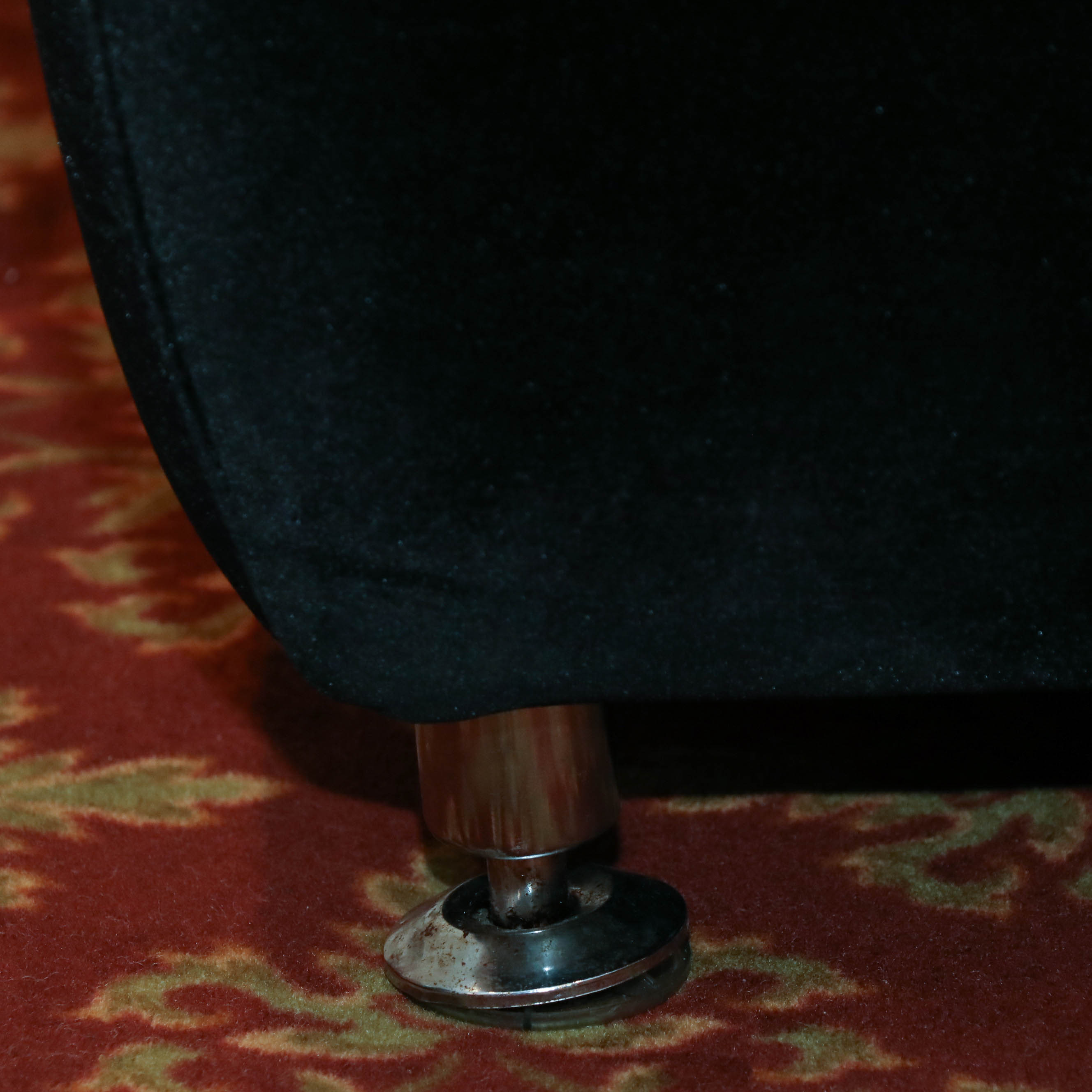 Modern Line Black Velour Rhinestone-Tufted Curved Lounge Chair and Ottoman