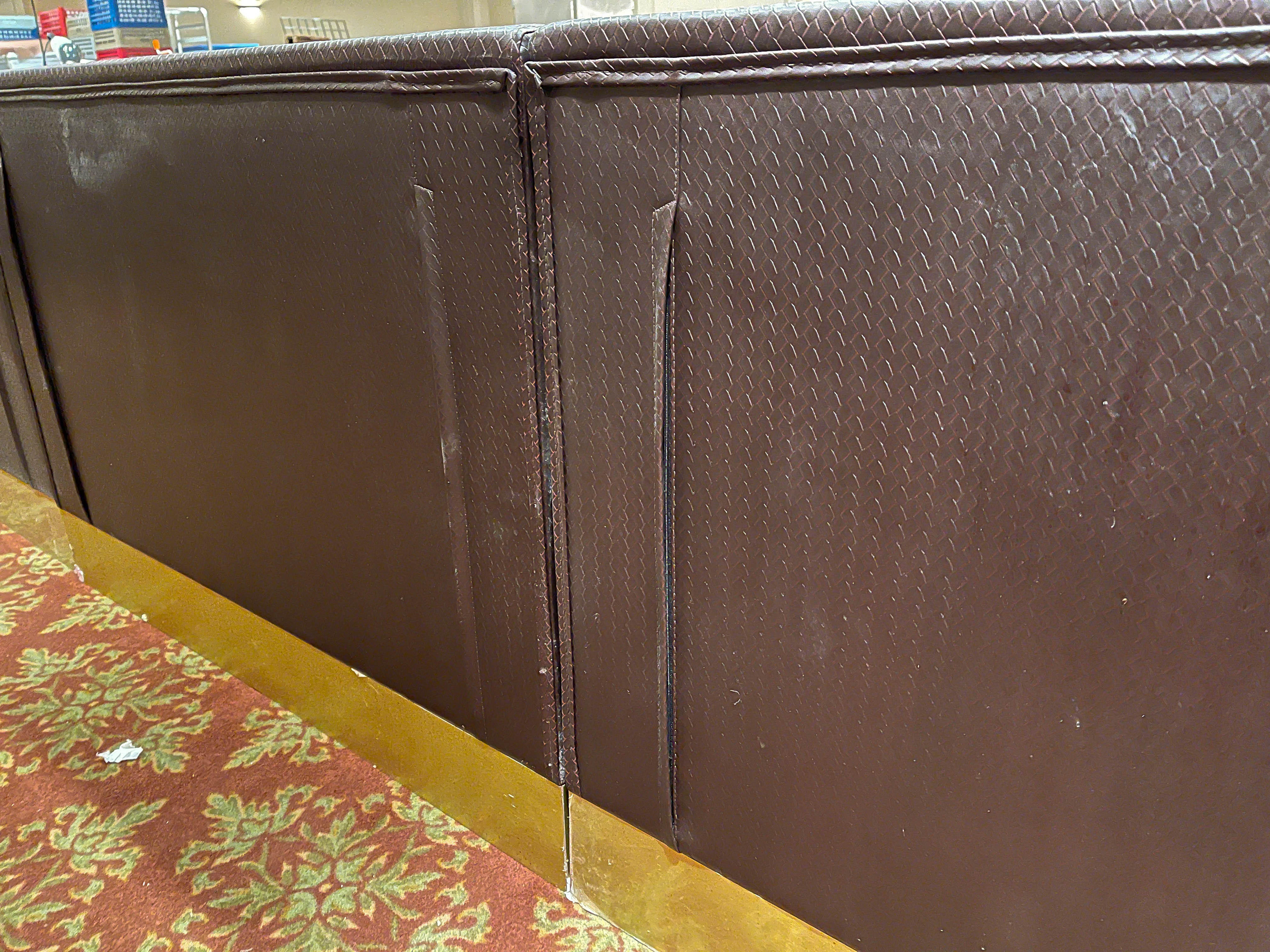 Braided Faux Leather Upholstered Club Seating with Half Moon Ottomans