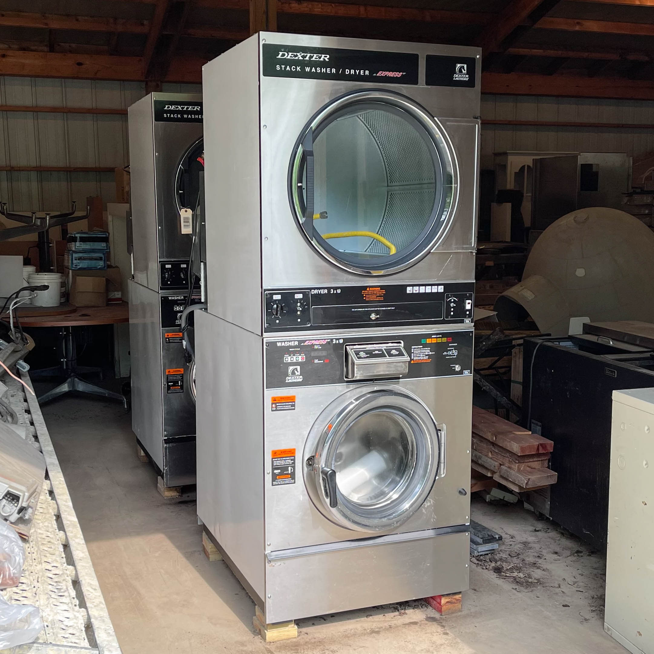 Dexter "Express" Commercial Stack Stainless Washer and Dryer