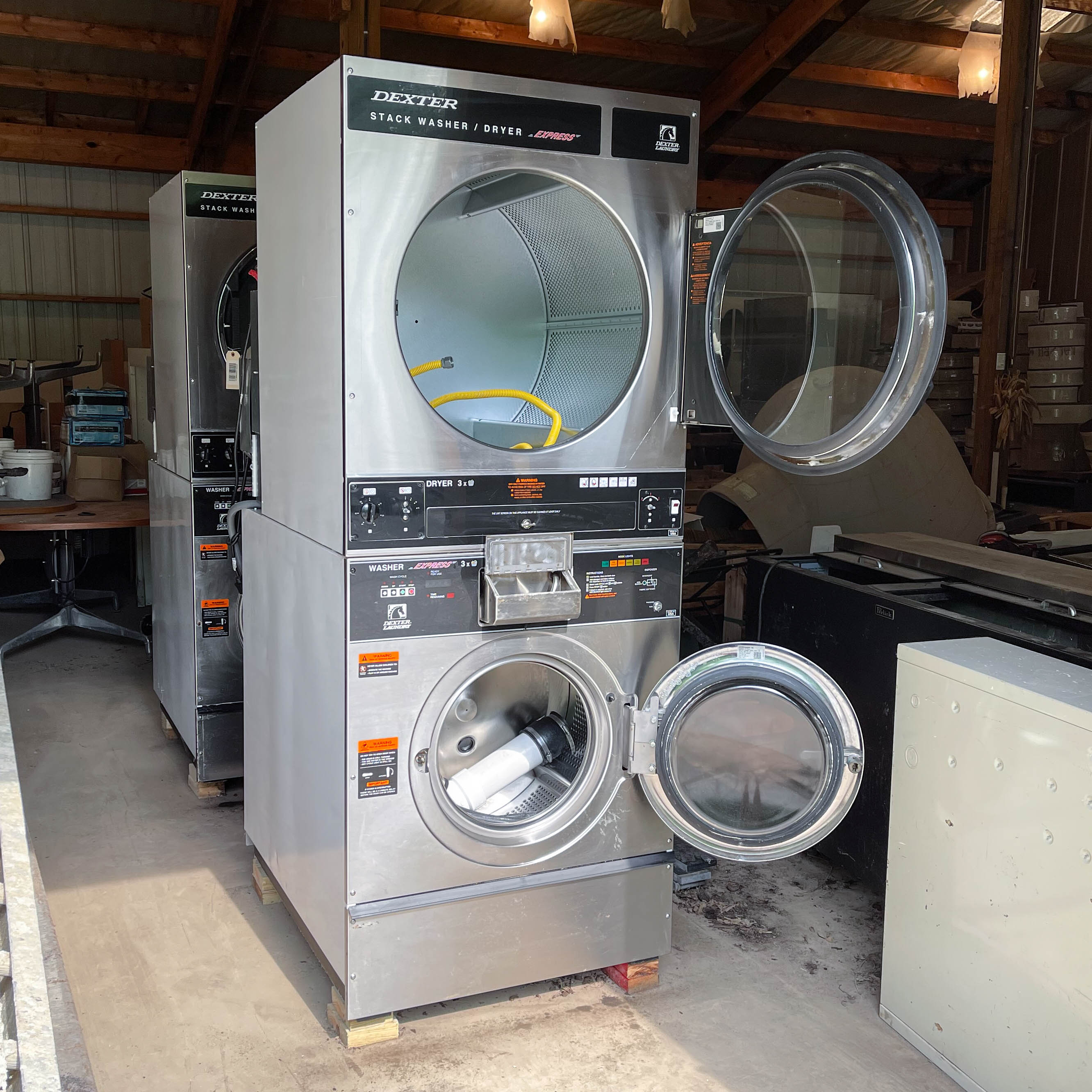 Dexter "Express" Commercial Stack Stainless Washer and Dryer