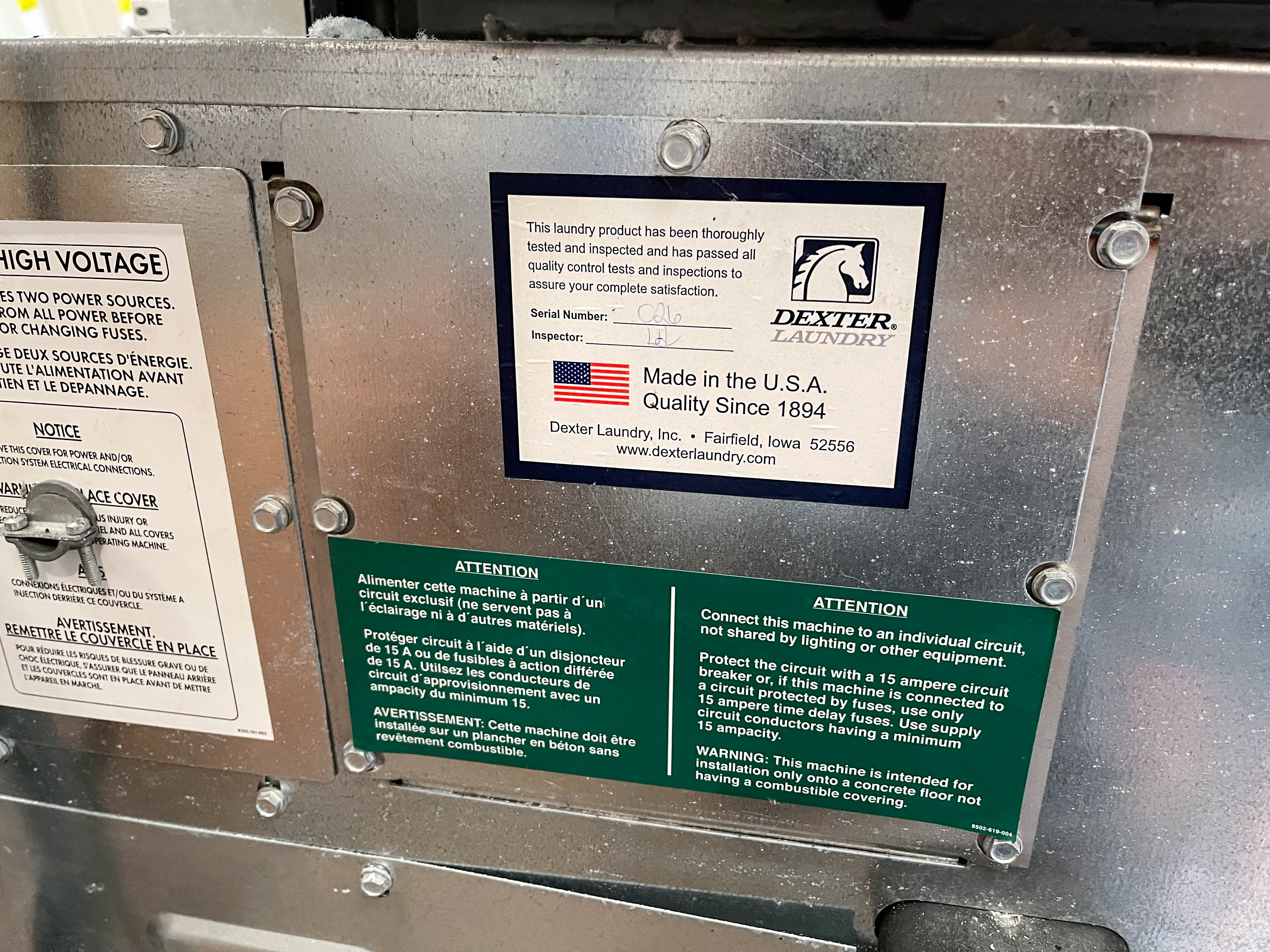 Dexter "Express" Commercial Stack Stainless Washer and Dryer