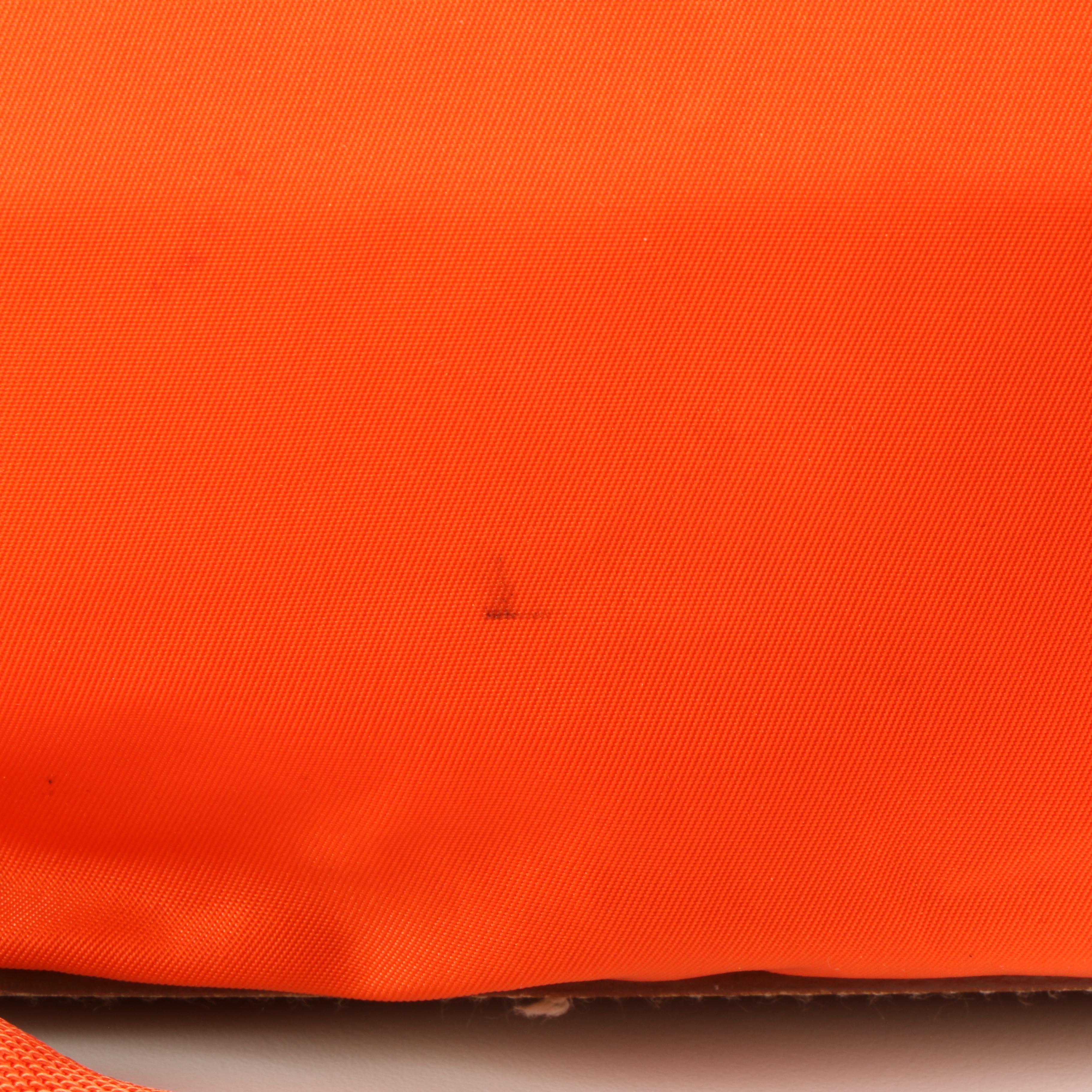 Prada Bucket Bag in Orange Tessuto Nylon with Brown Leather Trim