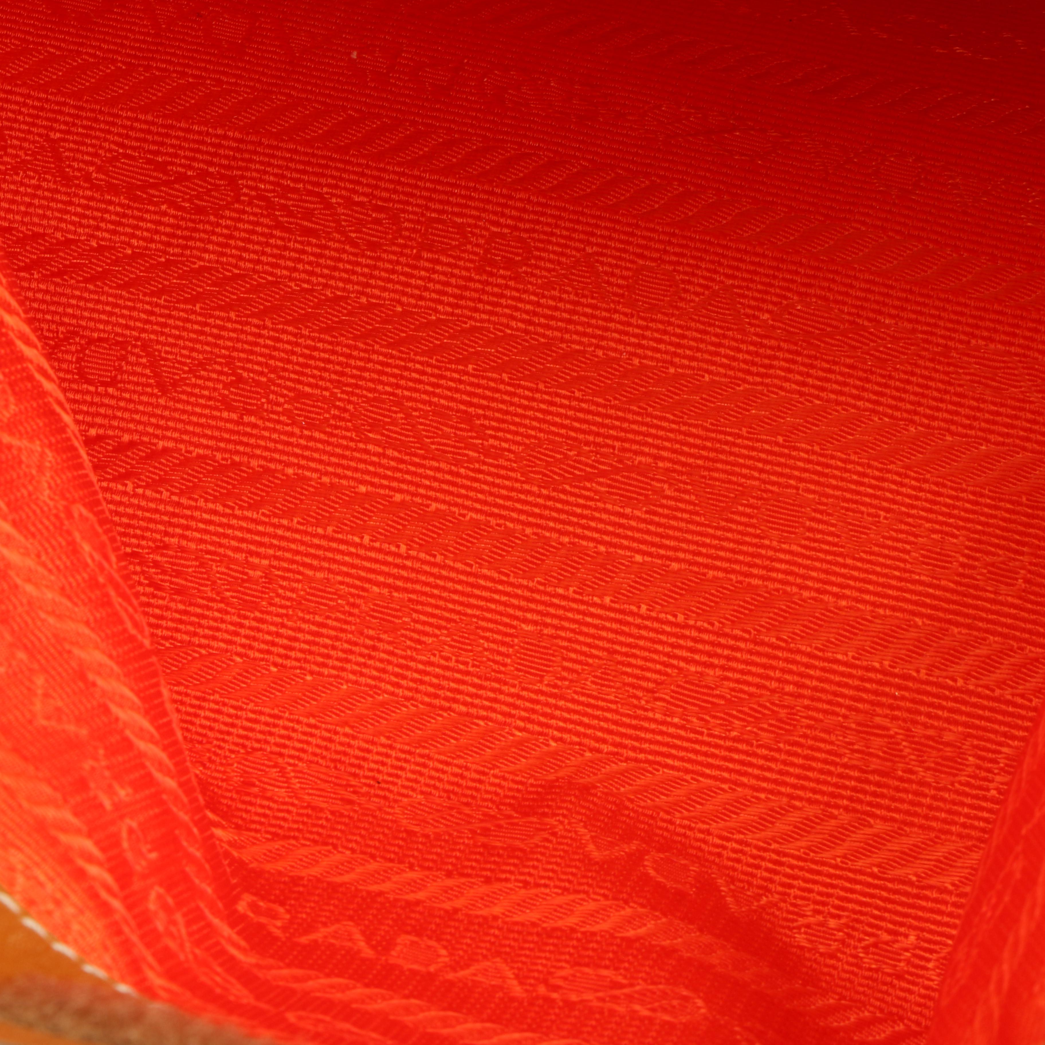 Prada Bucket Bag in Orange Tessuto Nylon with Brown Leather Trim