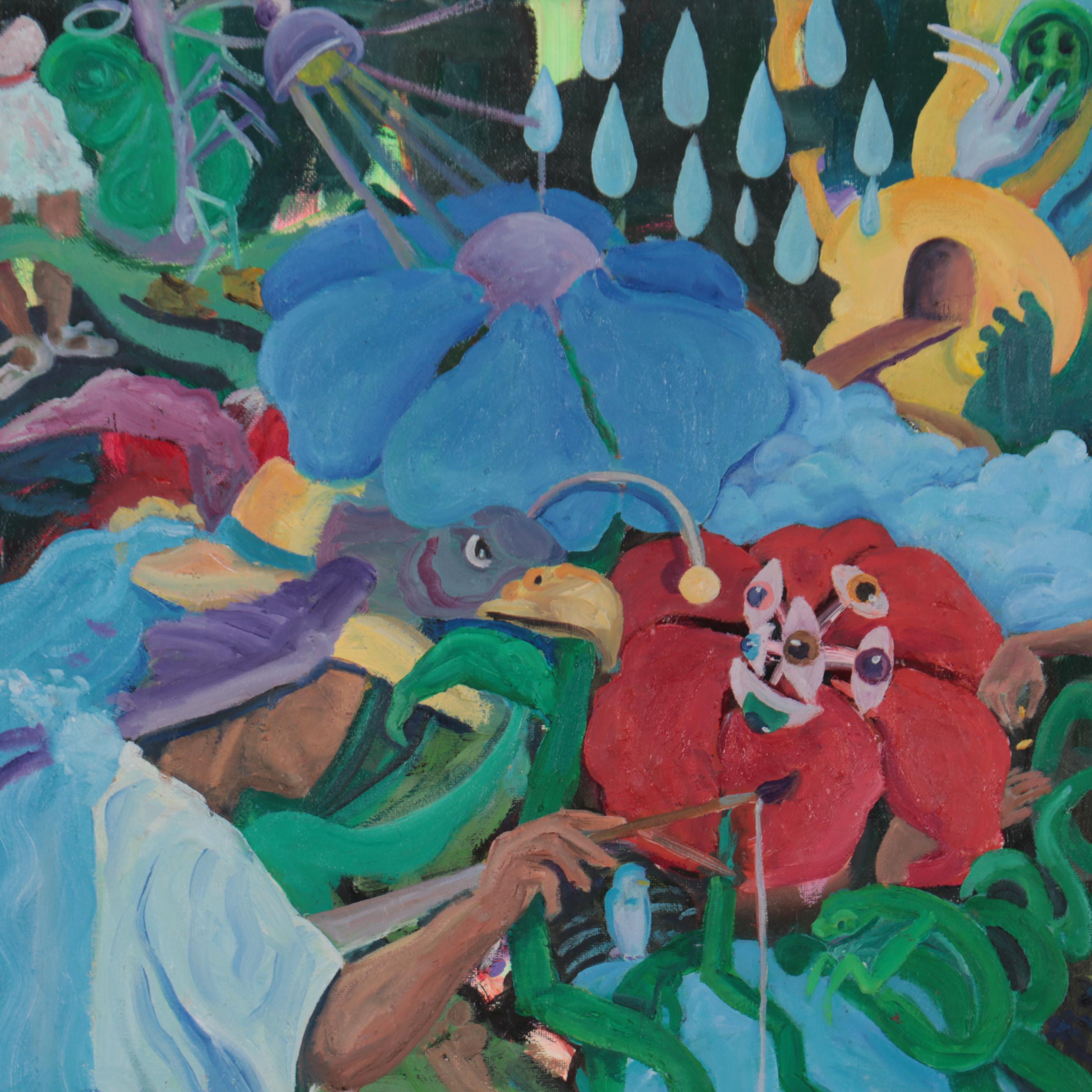 TC Thomason Surreal Acrylic Painting of Figures, Creatures, and Eyeballs