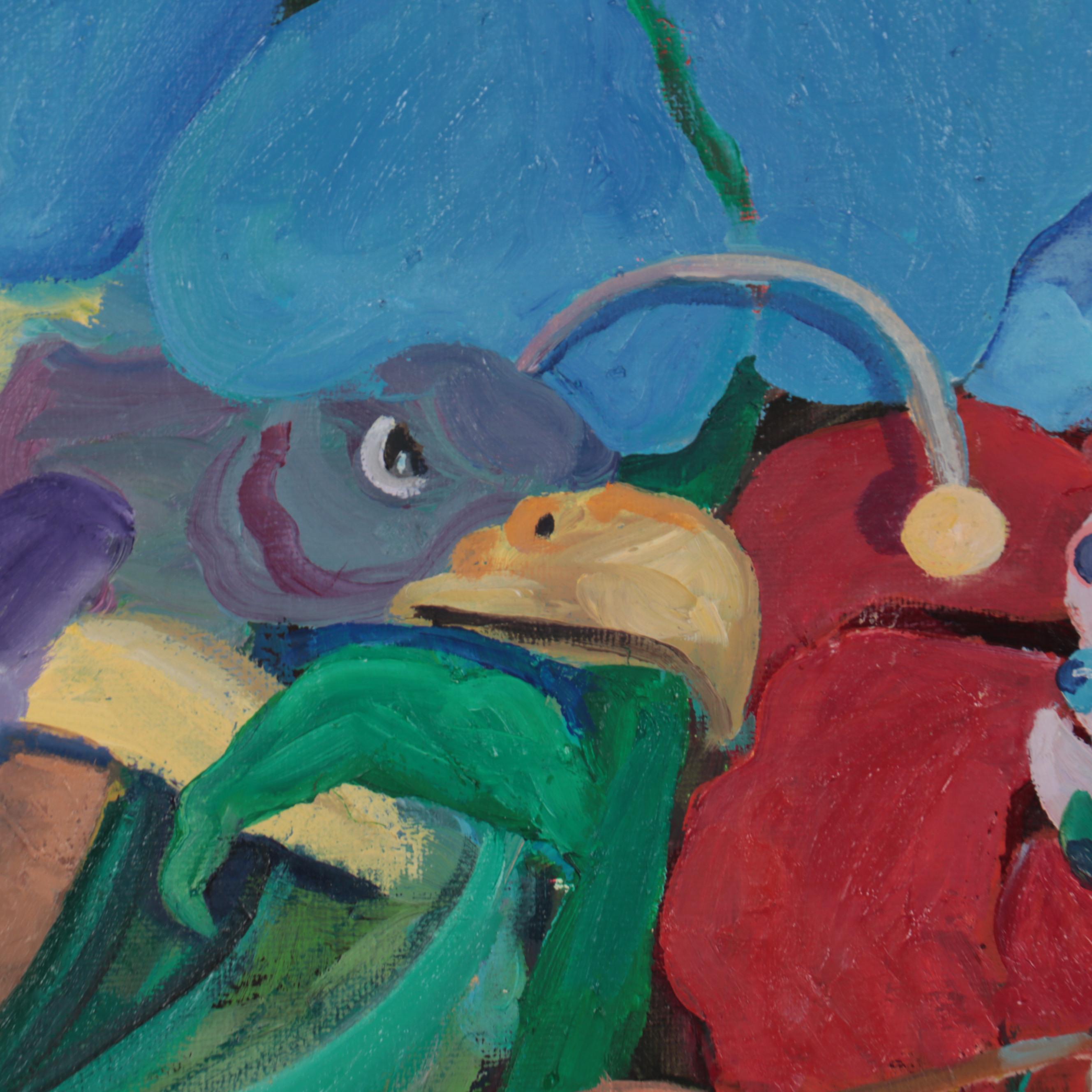 TC Thomason Surreal Acrylic Painting of Figures, Creatures, and Eyeballs