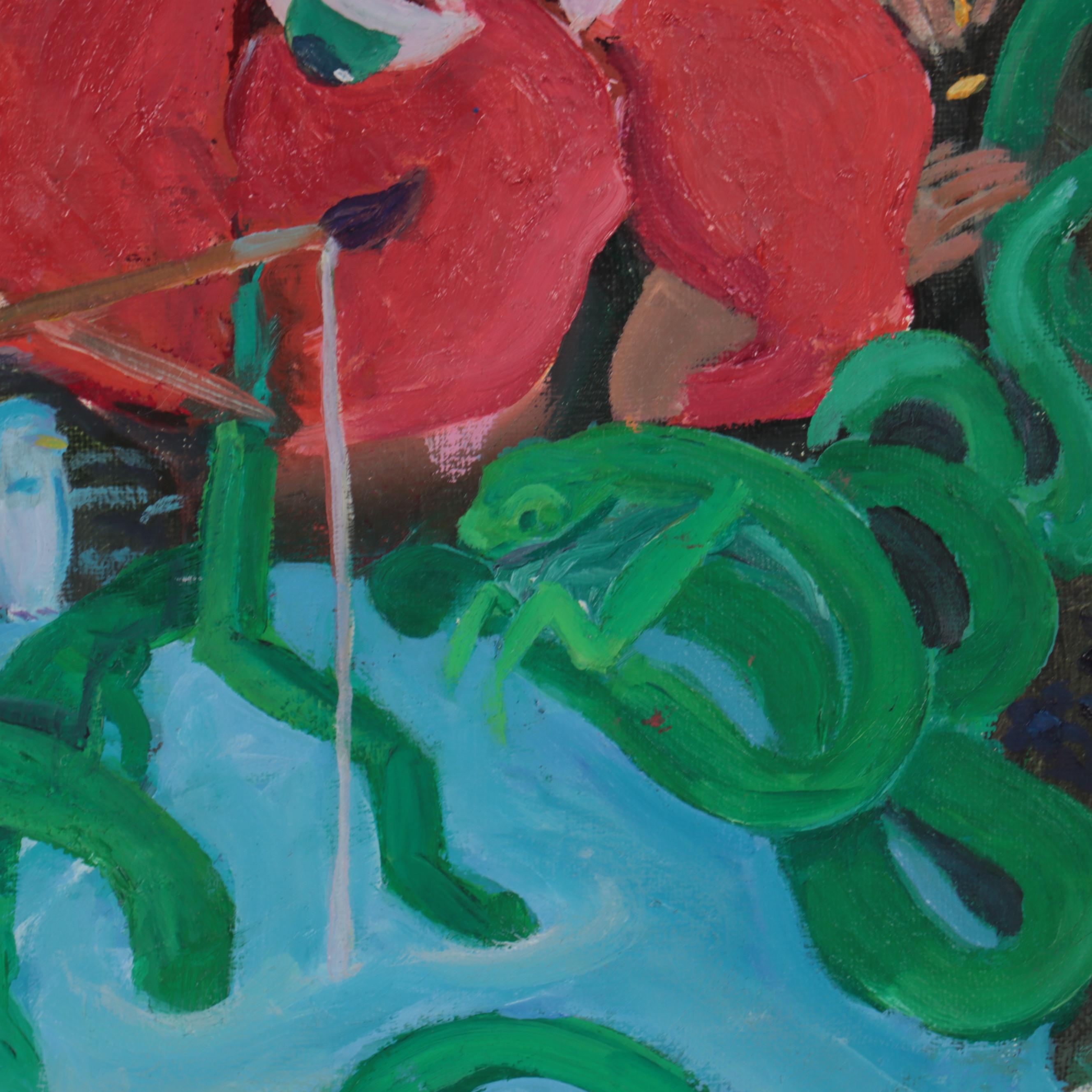 TC Thomason Surreal Acrylic Painting of Figures, Creatures, and Eyeballs