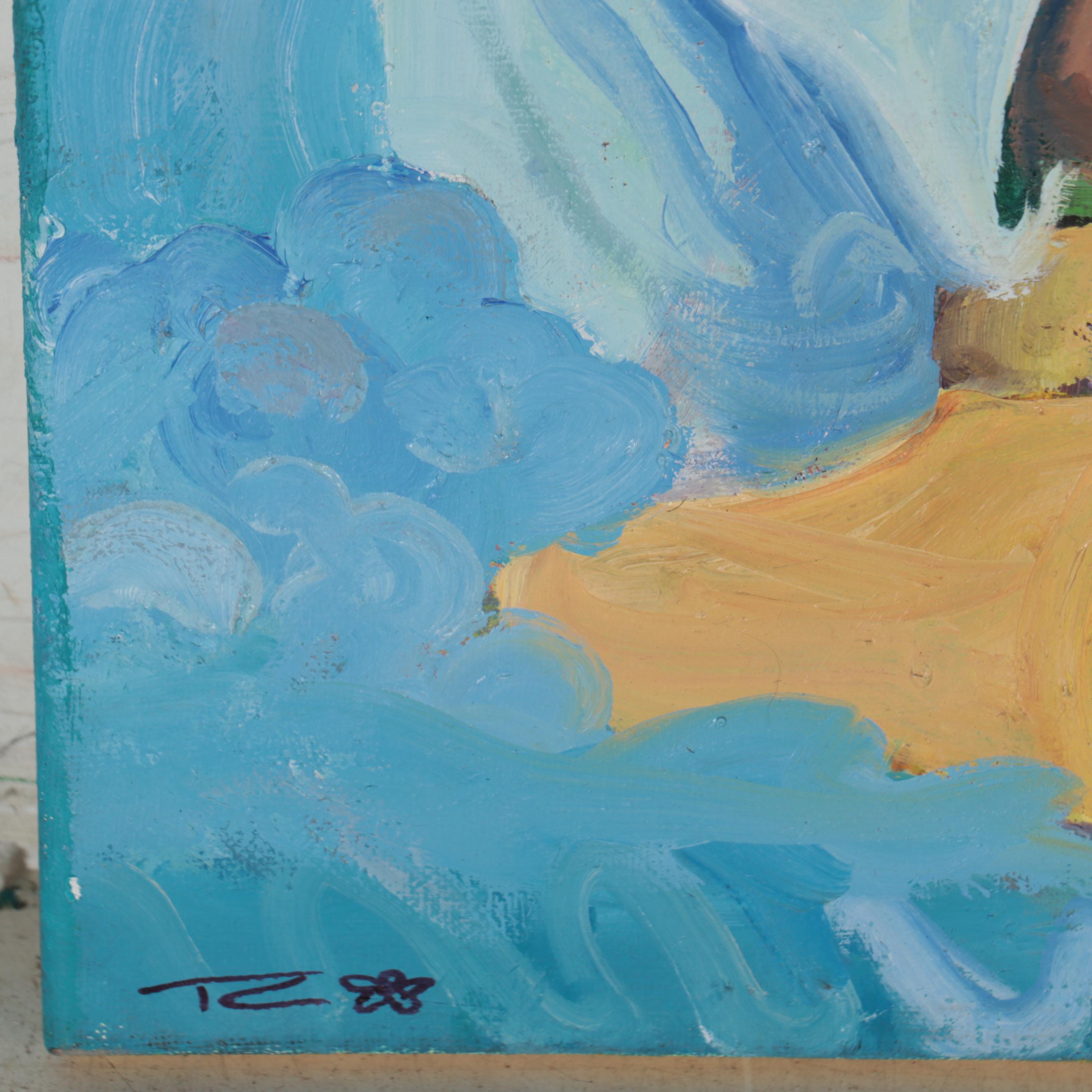 TC Thomason Surreal Acrylic Painting of Figures, Creatures, and Eyeballs