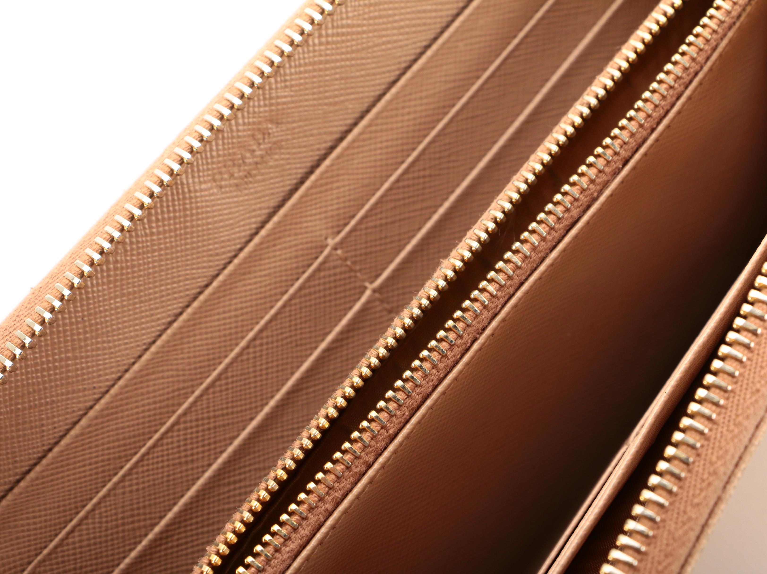 Prada Blush Saffiano Leather Continental Zip Wallet