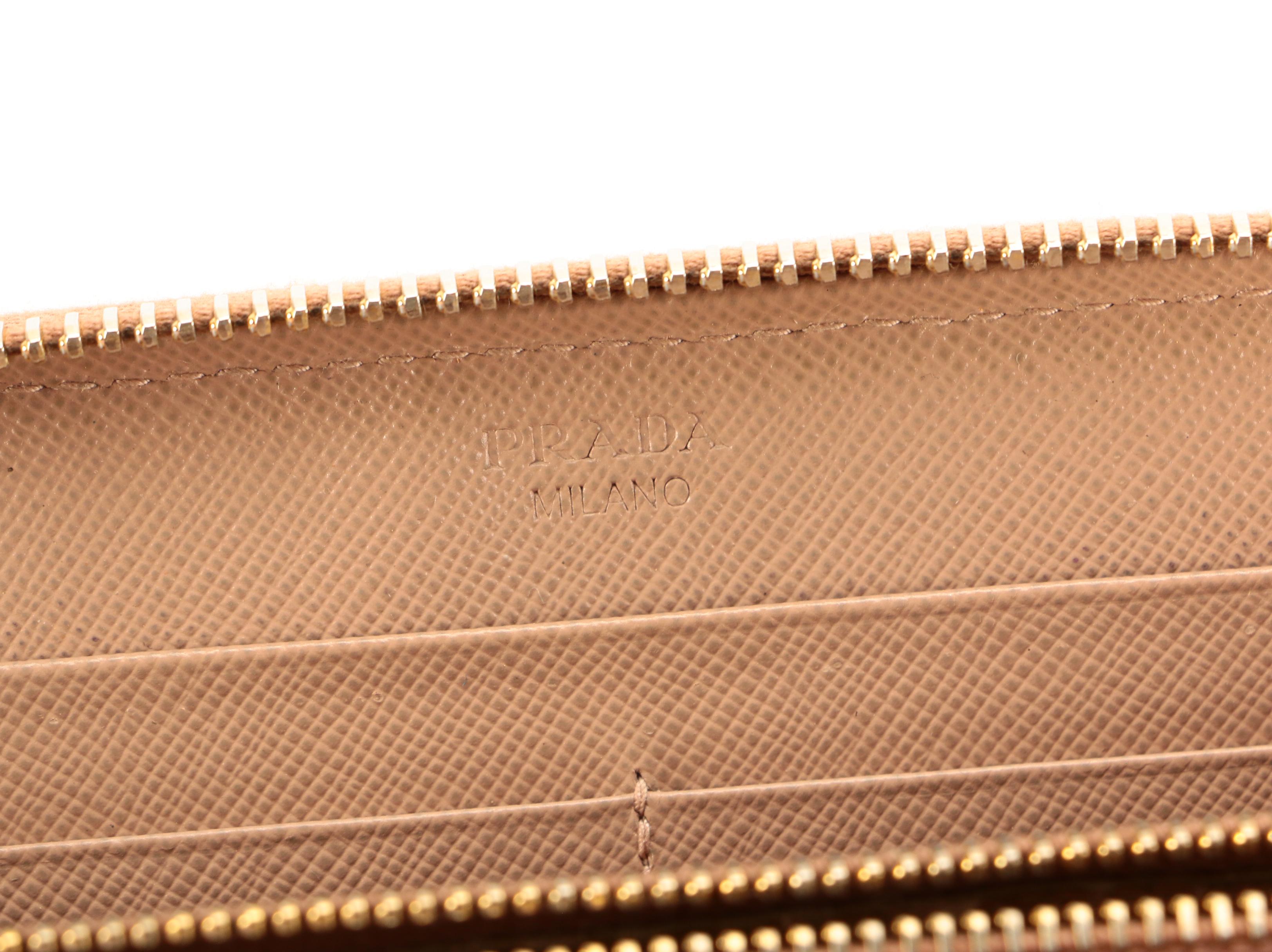 Prada Blush Saffiano Leather Continental Zip Wallet