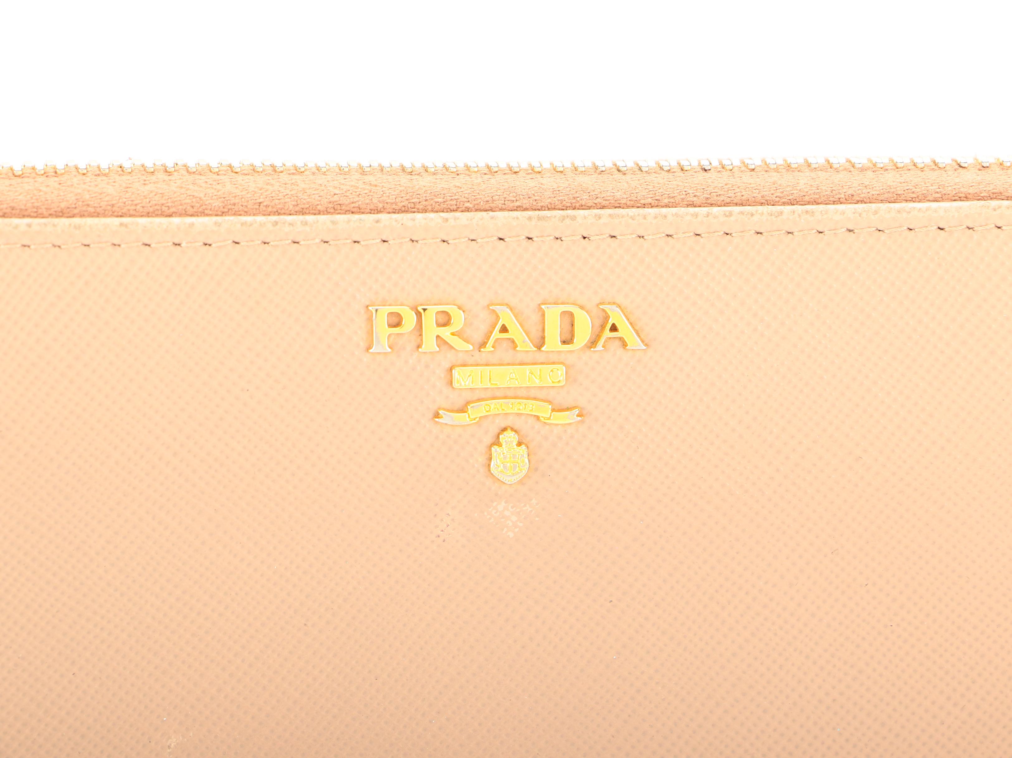 Prada Blush Saffiano Leather Continental Zip Wallet