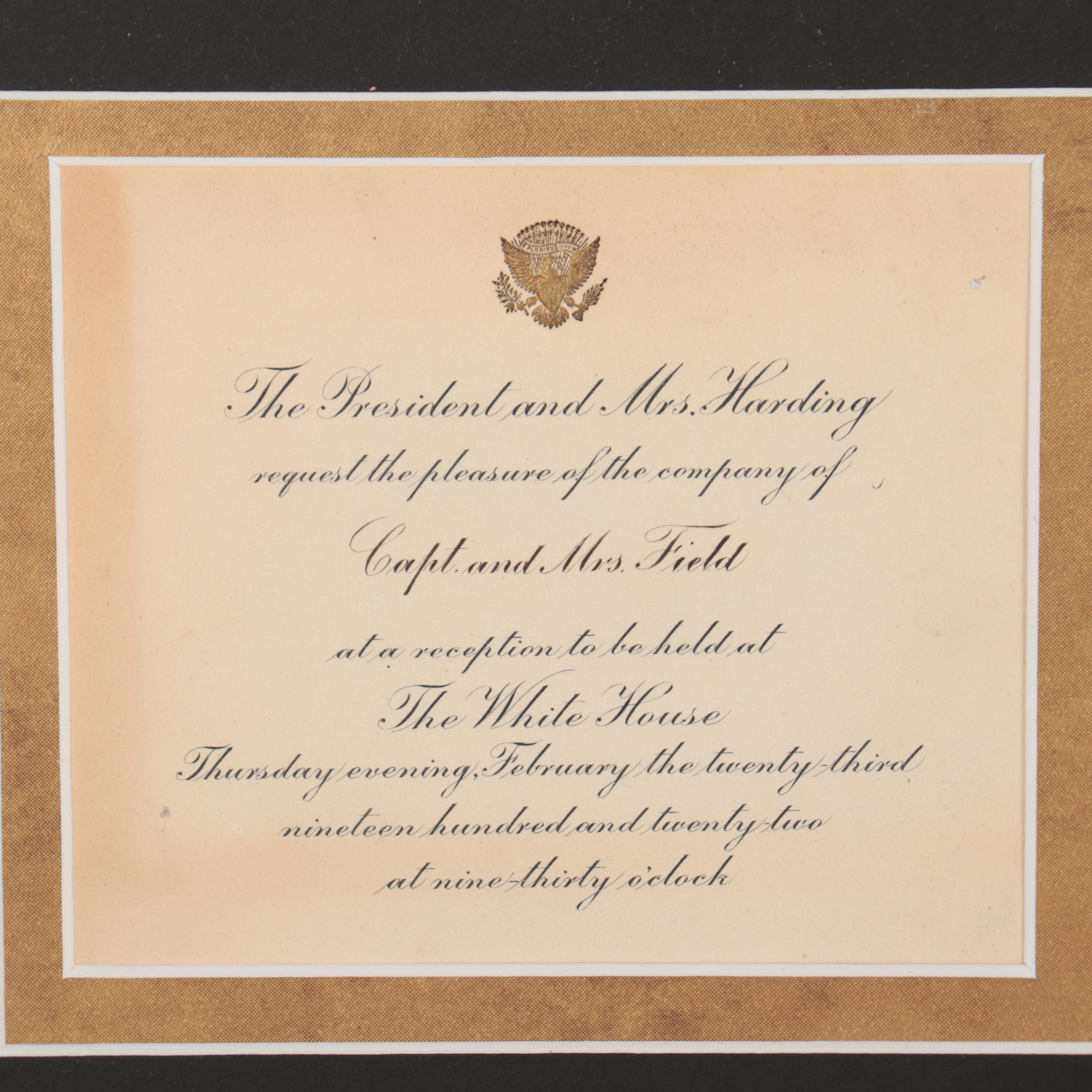 White House Invitations from President Wilson to President Truman