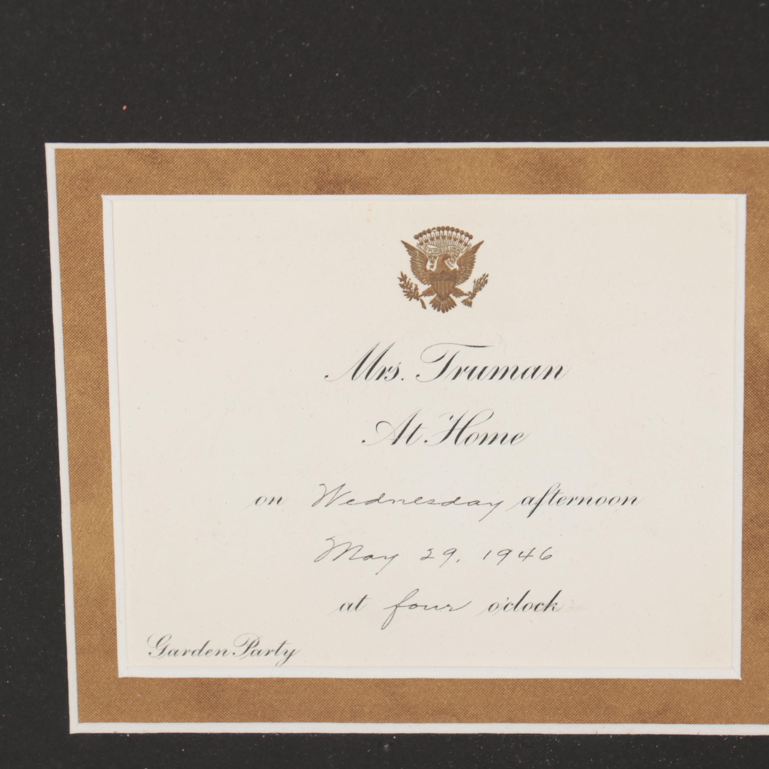 White House Invitations from President Wilson to President Truman