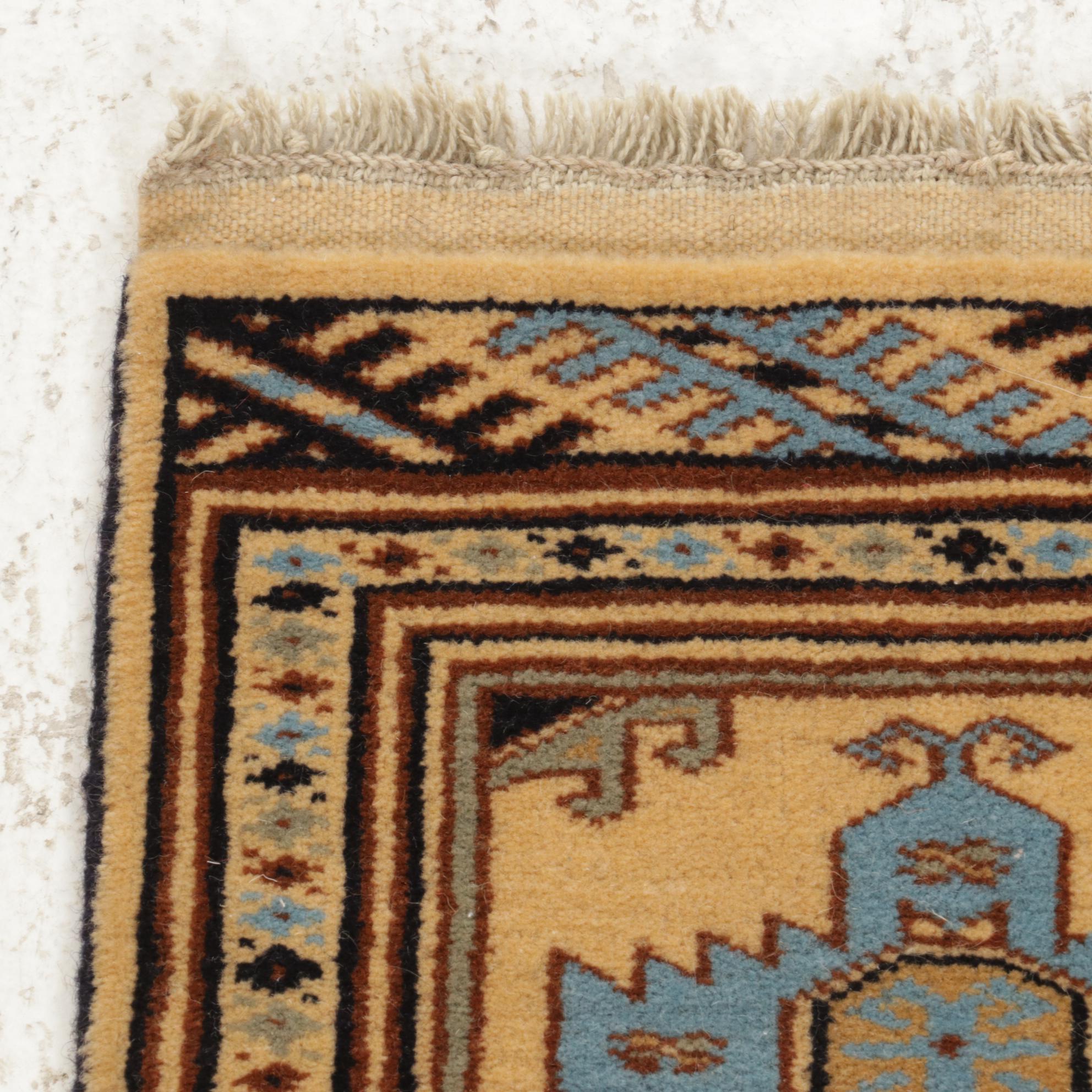 1'1 x 1'2 Hand-Knotted Persian Turkmen Rugs, 1980s