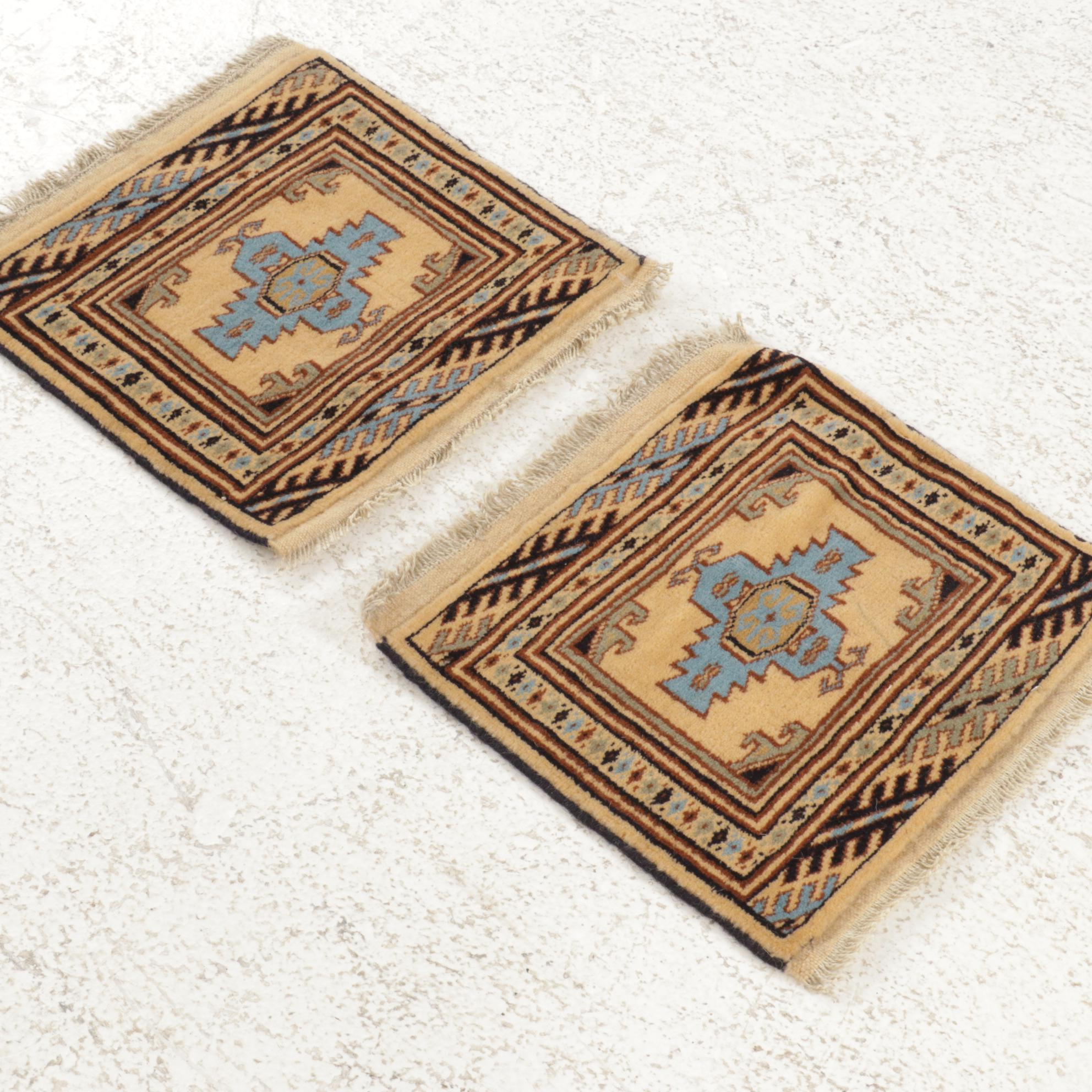 1'1 x 1'2 Hand-Knotted Persian Turkmen Rugs, 1980s