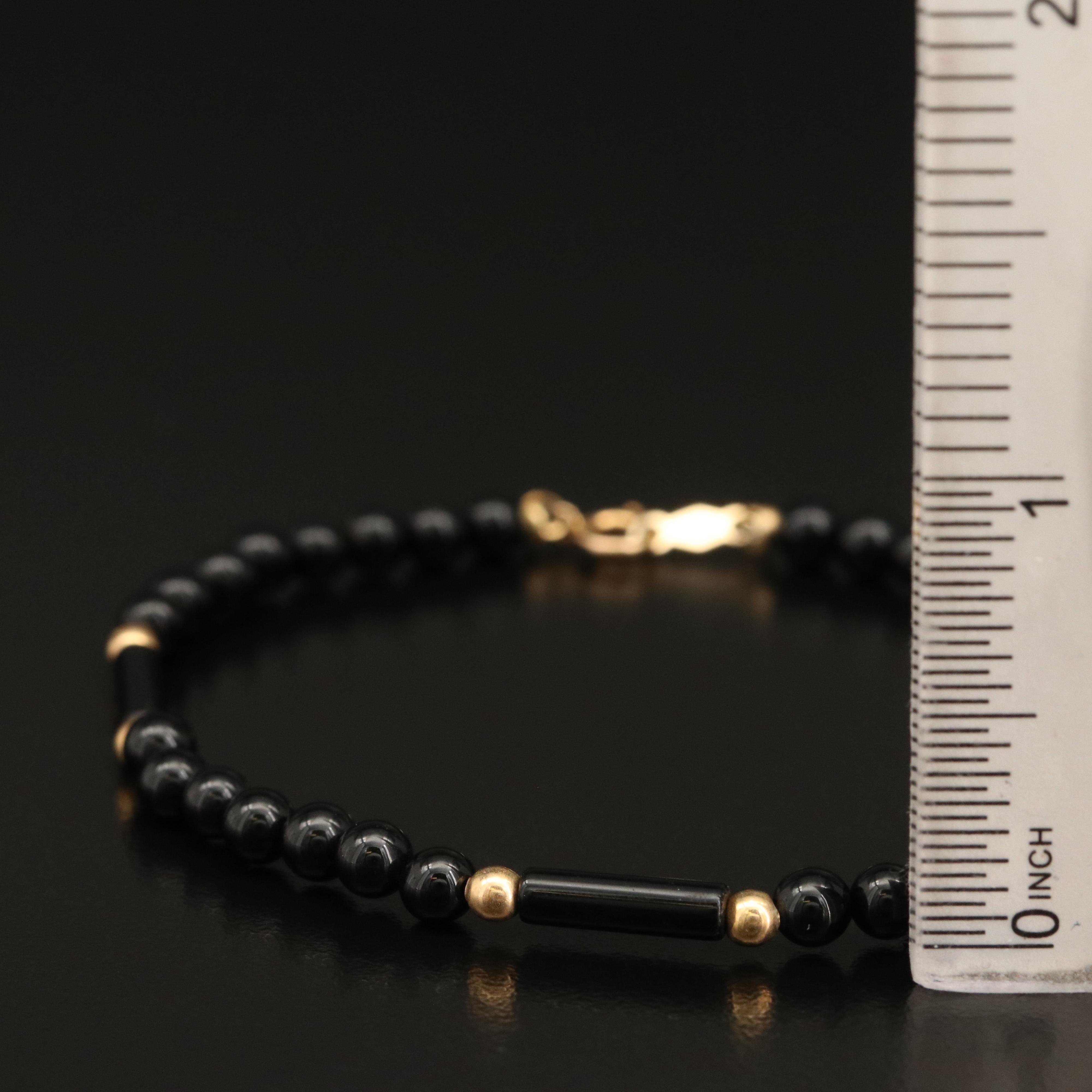 Black Onyx Beaded Bracelet with 14K Beads and Clasp