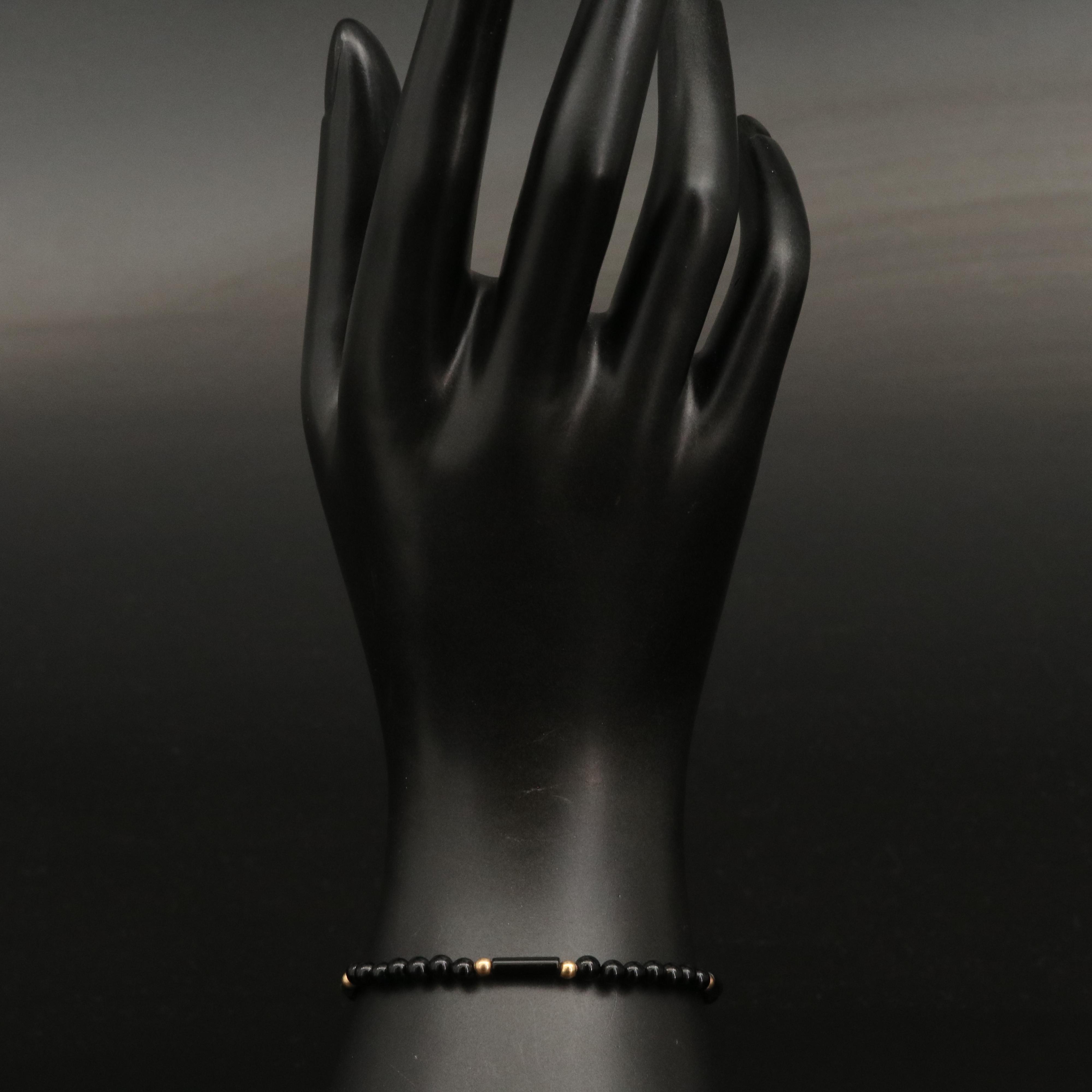 Black Onyx Beaded Bracelet with 14K Beads and Clasp